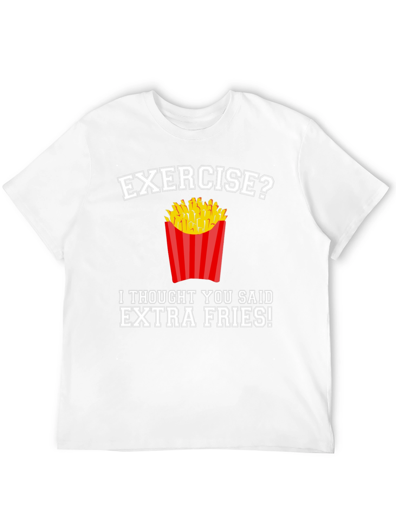 Black Exercise? Extra Fries! Funny Graphic T-Shirt view 12