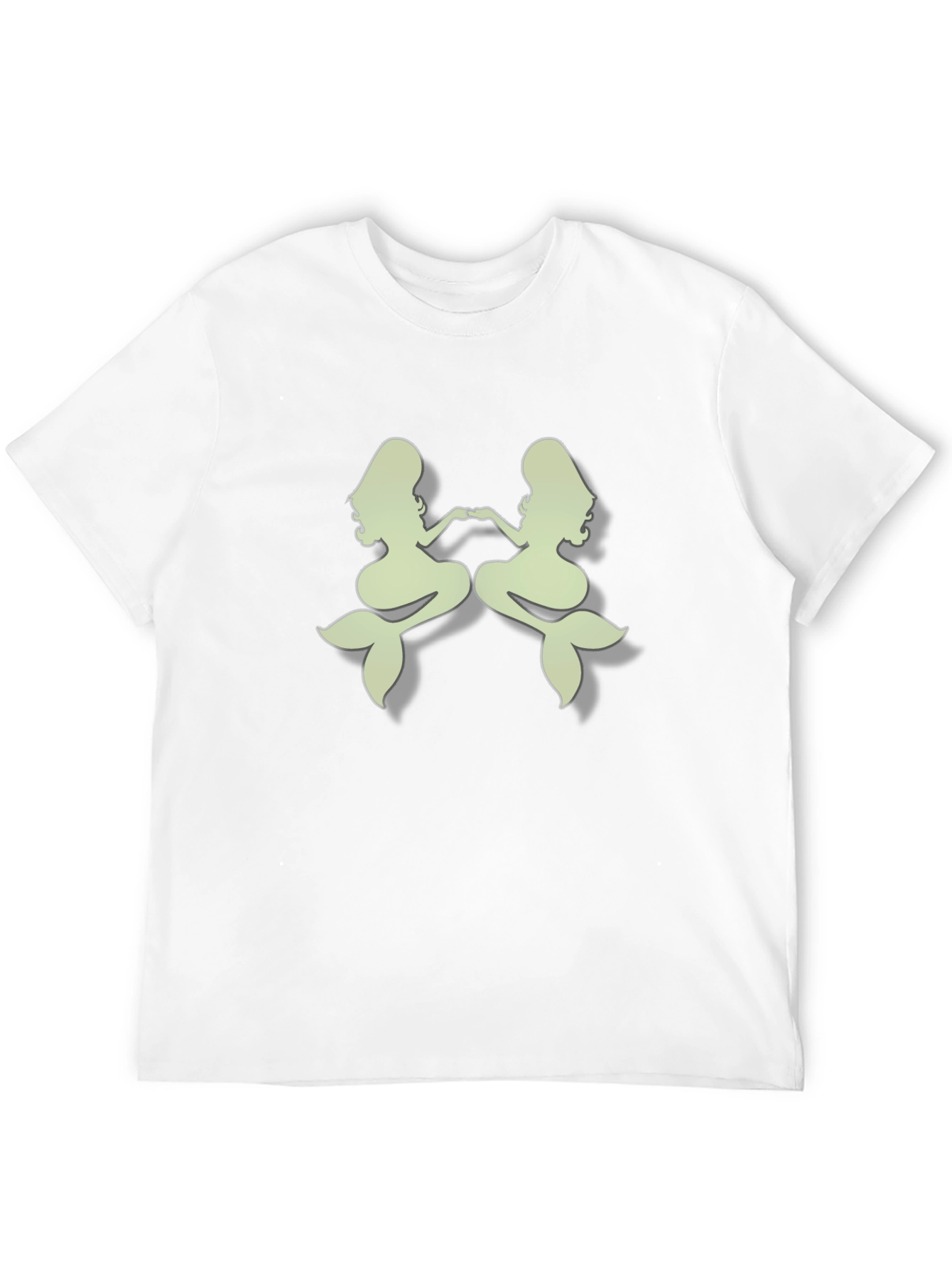 Black Twin Mermaid Graphic Tee - Black Cotton T-Shirt view 12