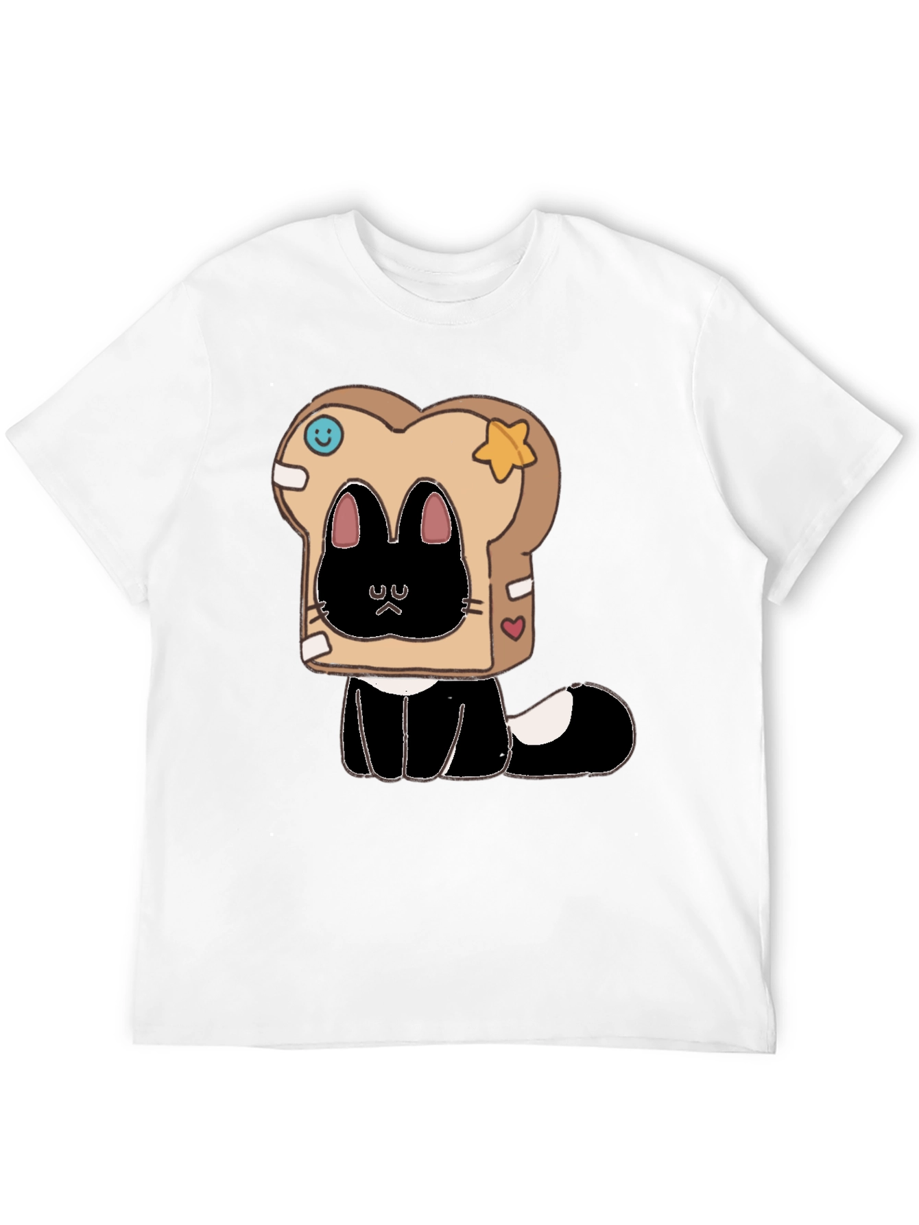Black Cute Cat in Toast T-Shirt view 12