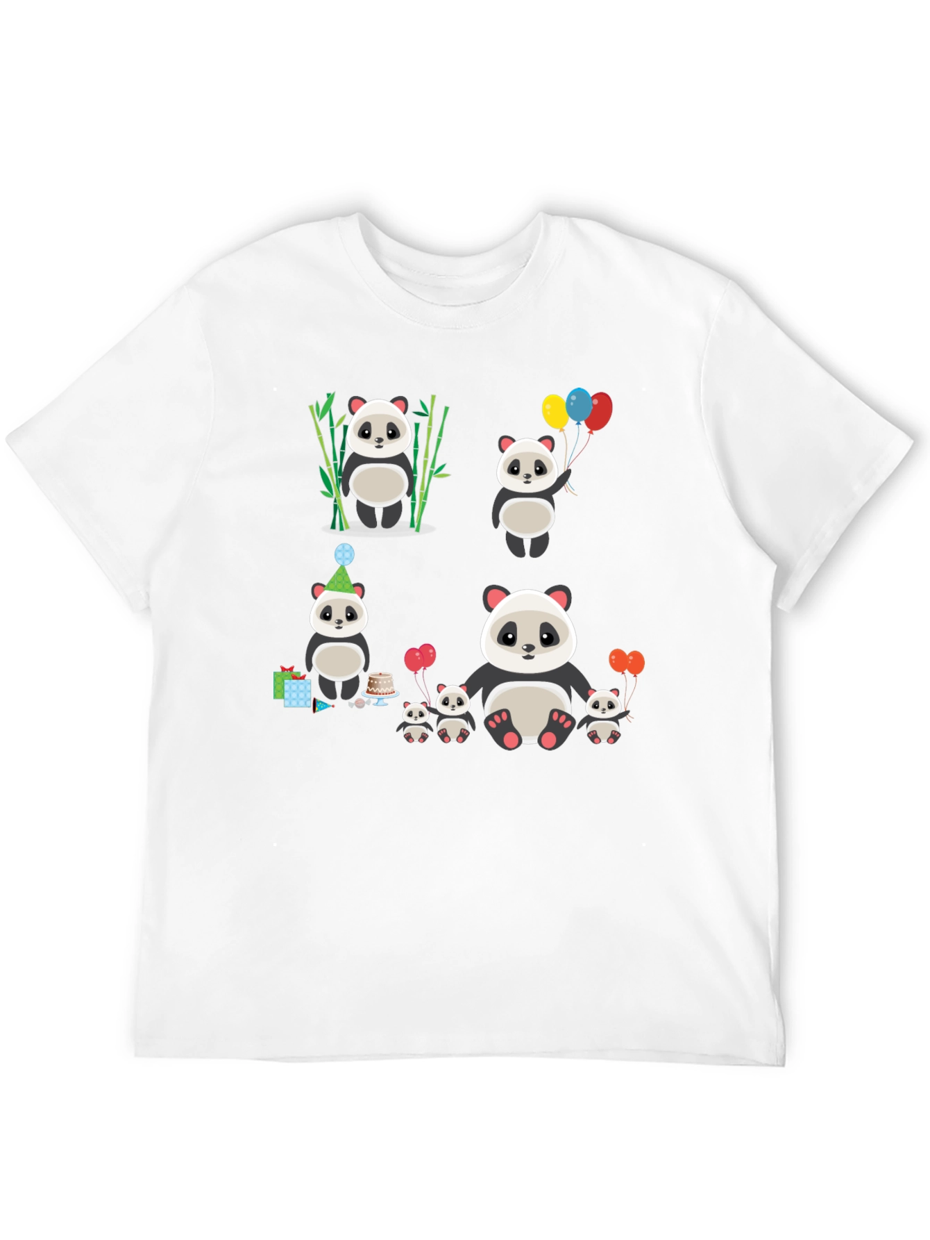 Black Cute Panda Family T-Shirt view 12