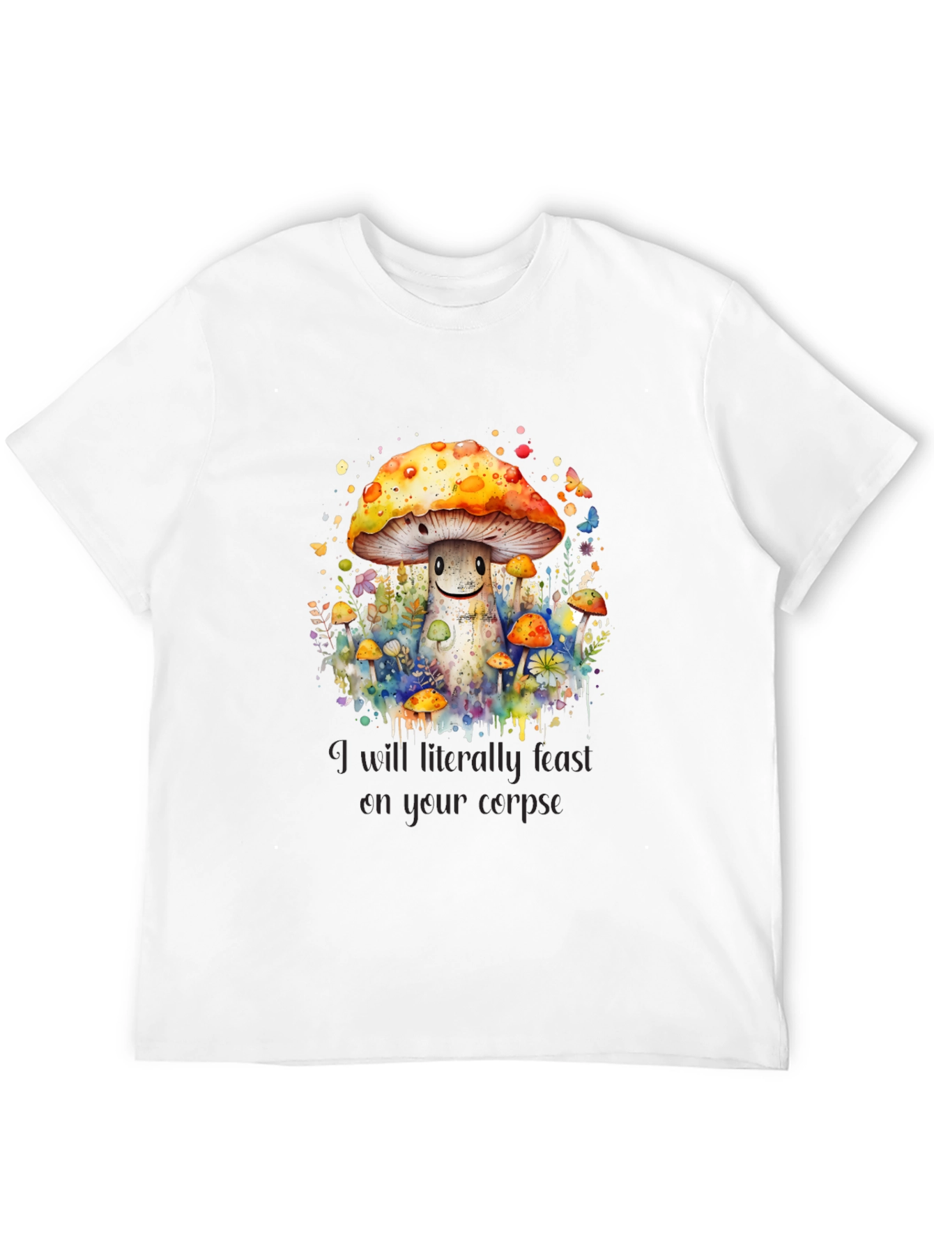 Black Mushroom Corpse Feast Tee - Black Graphic T-Shirt view 12