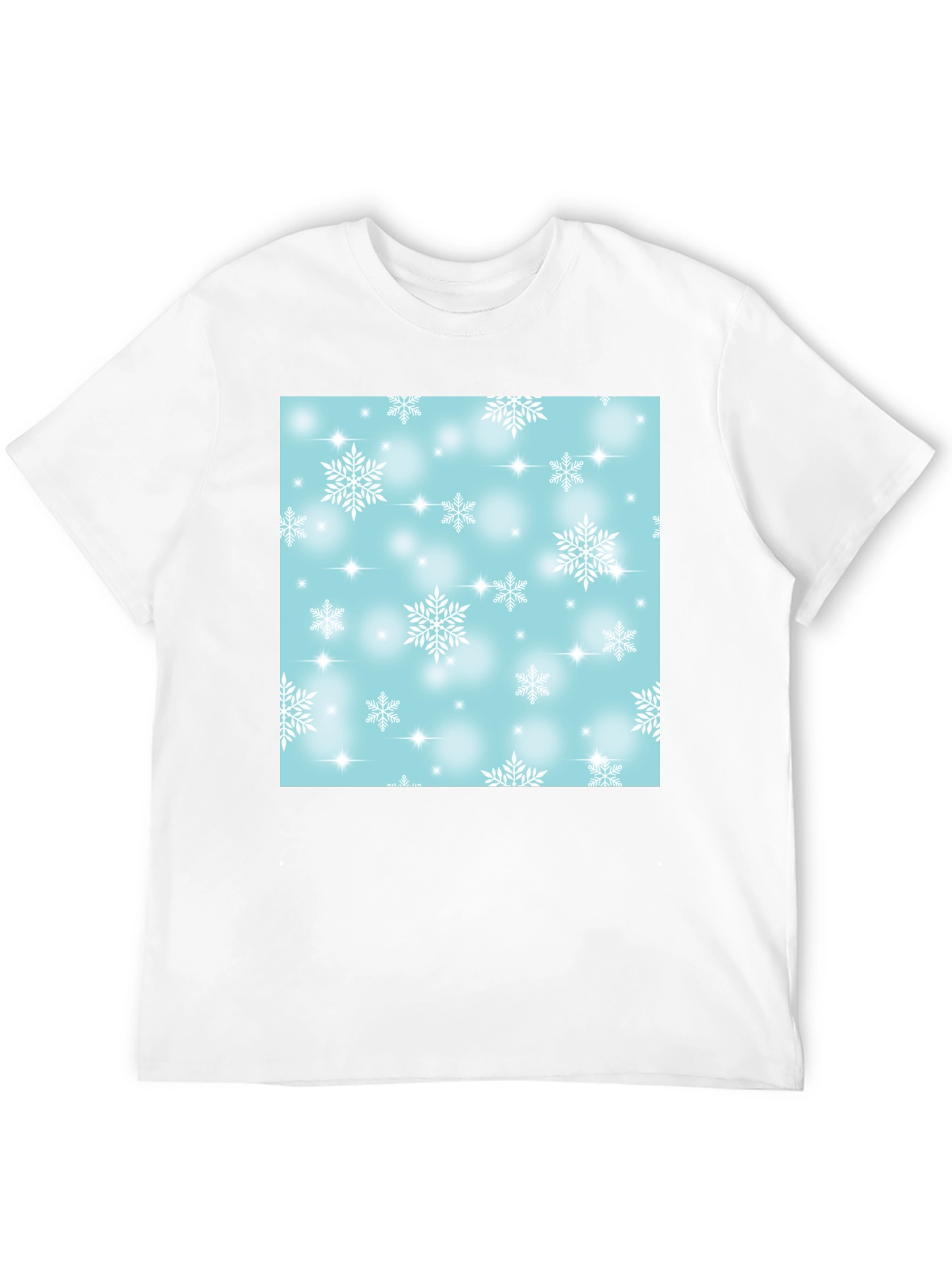 Black Snowflake Pattern T-Shirt - Winter Festive Tee view 12