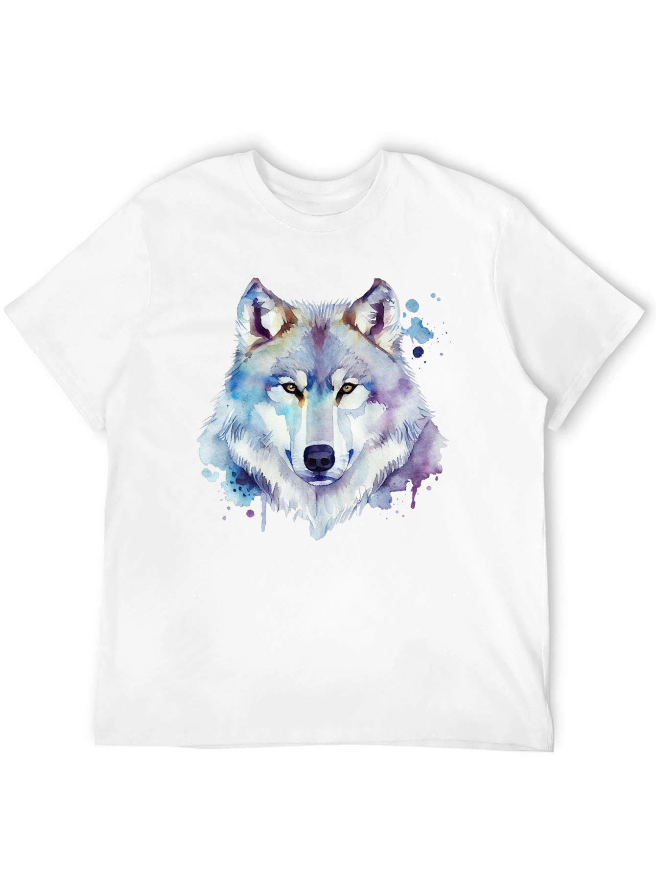 Black Watercolor Wolf Graphic Black T-Shirt view 12