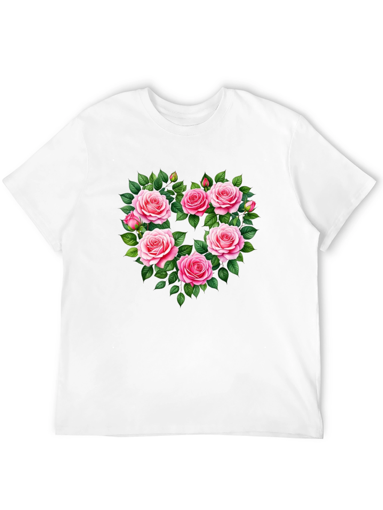 Black Floral Heart Graphic T-Shirt - Romantic Roses Tee view 12