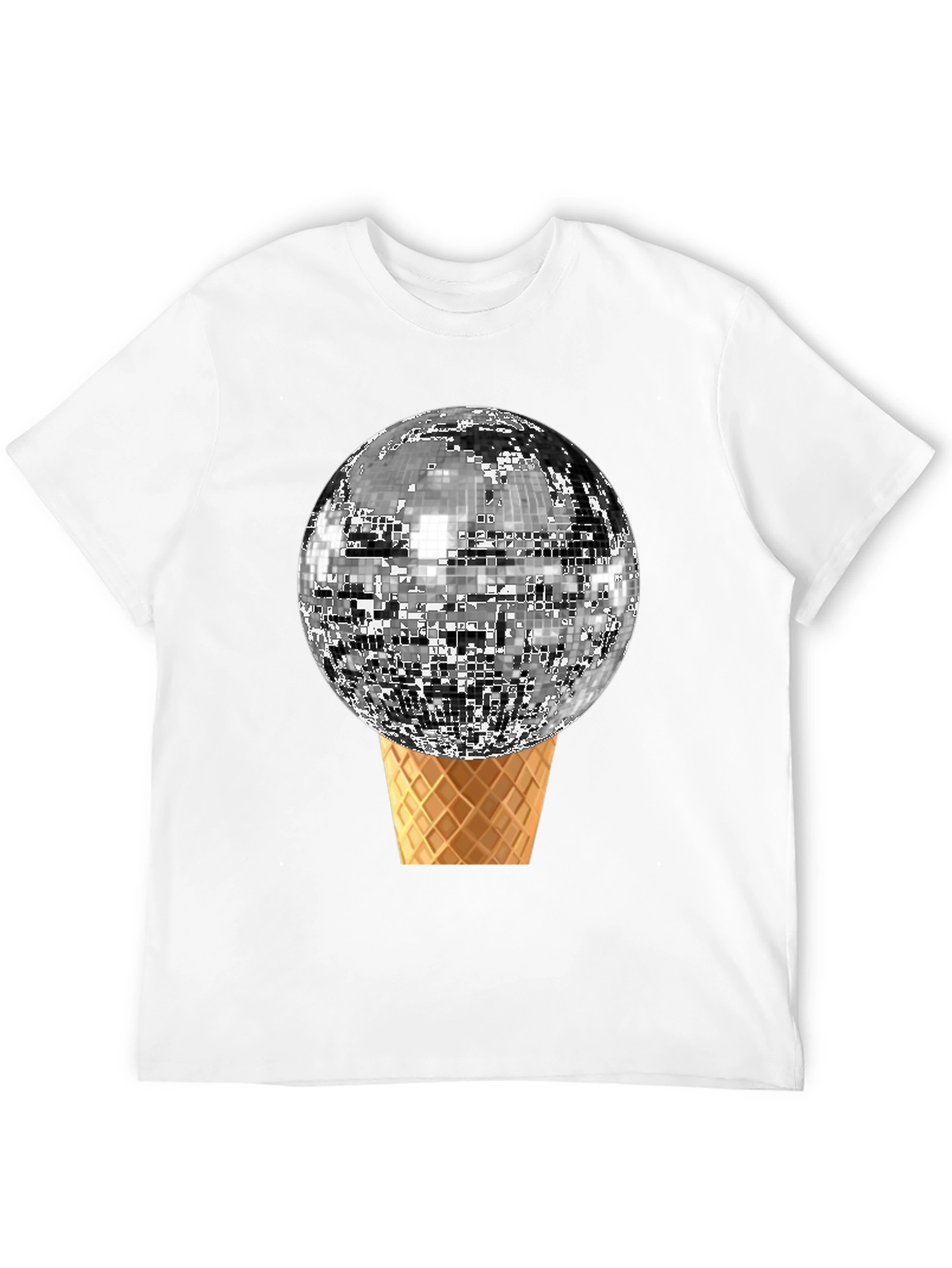 Black Disco Ball Ice Cream Cone Graphic Tee view 12