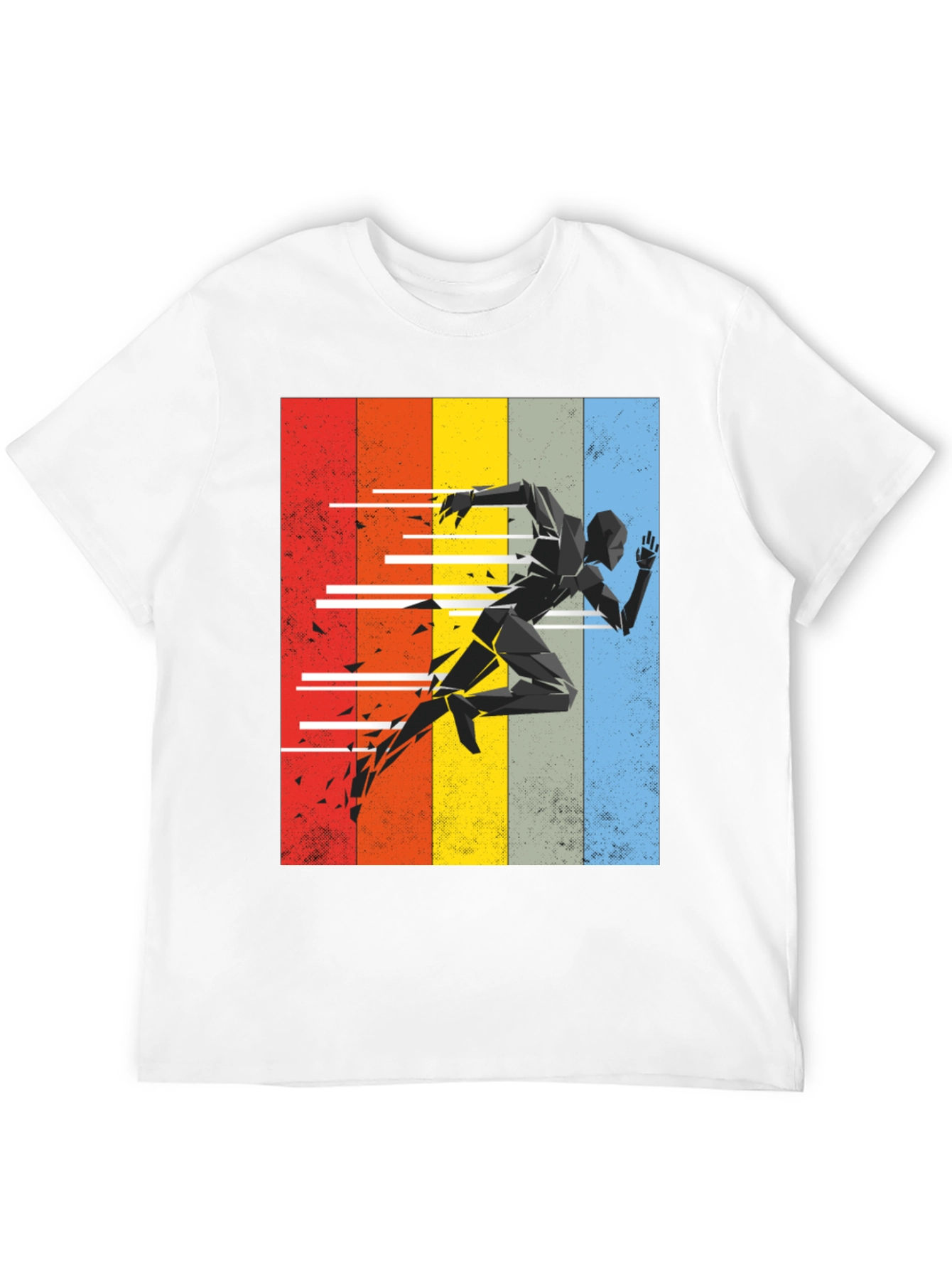 Black Geometric Runner Graphic Tee - Retro Style view 12