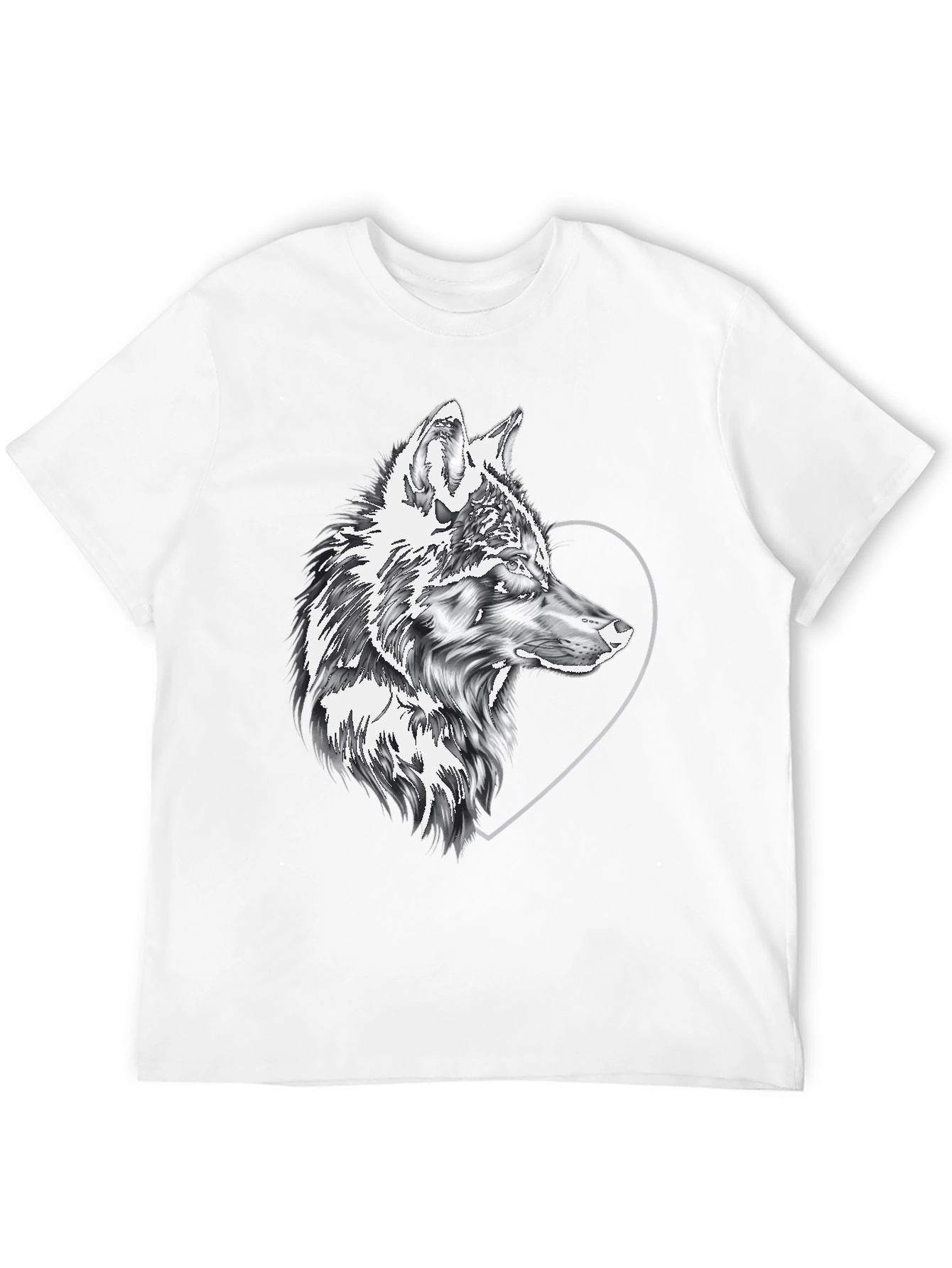 Black Wolf & Heart Graphic Black Tee view 12