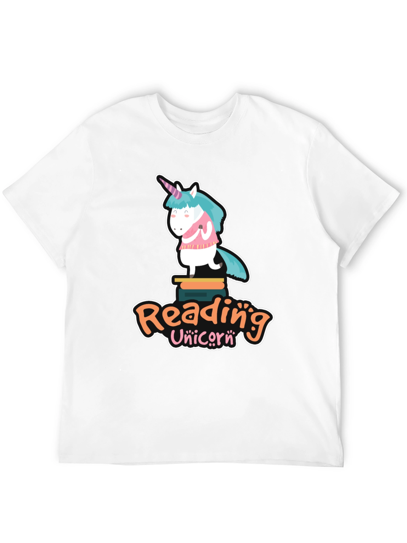 Black Reading Unicorn T-Shirt - Black Cotton Tee view 12