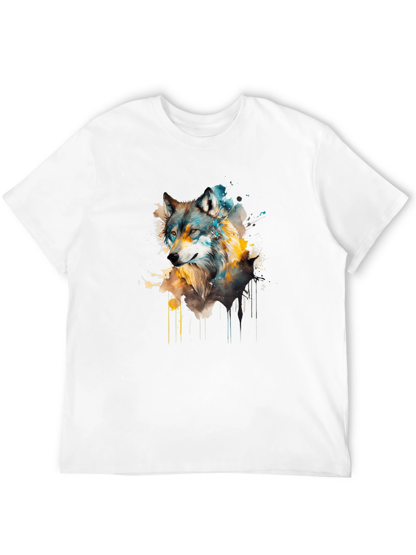Black Watercolor Wolf Graphic Tee - Unisex Black T-Shirt view 12
