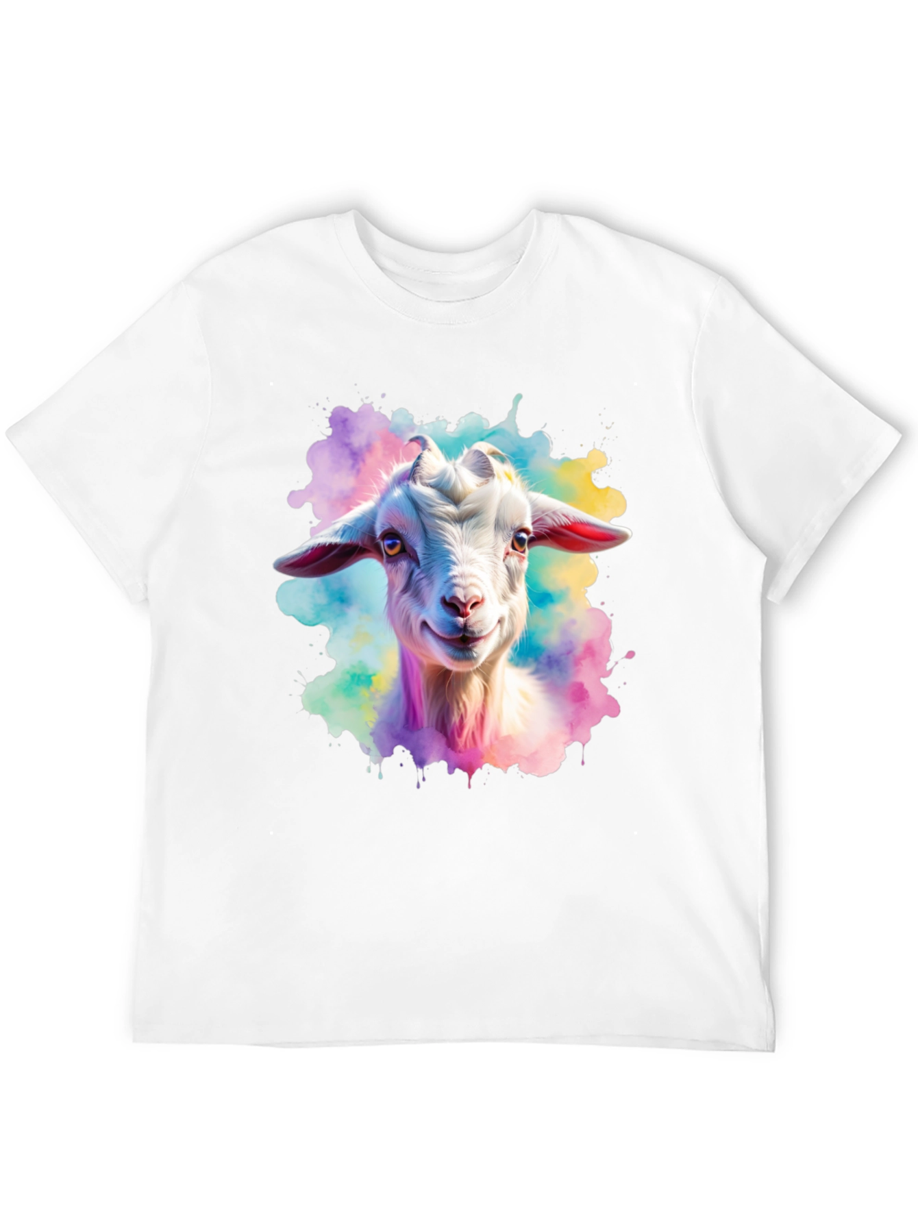 Black Goat Watercolor Graphic Print Black T-Shirt view 12