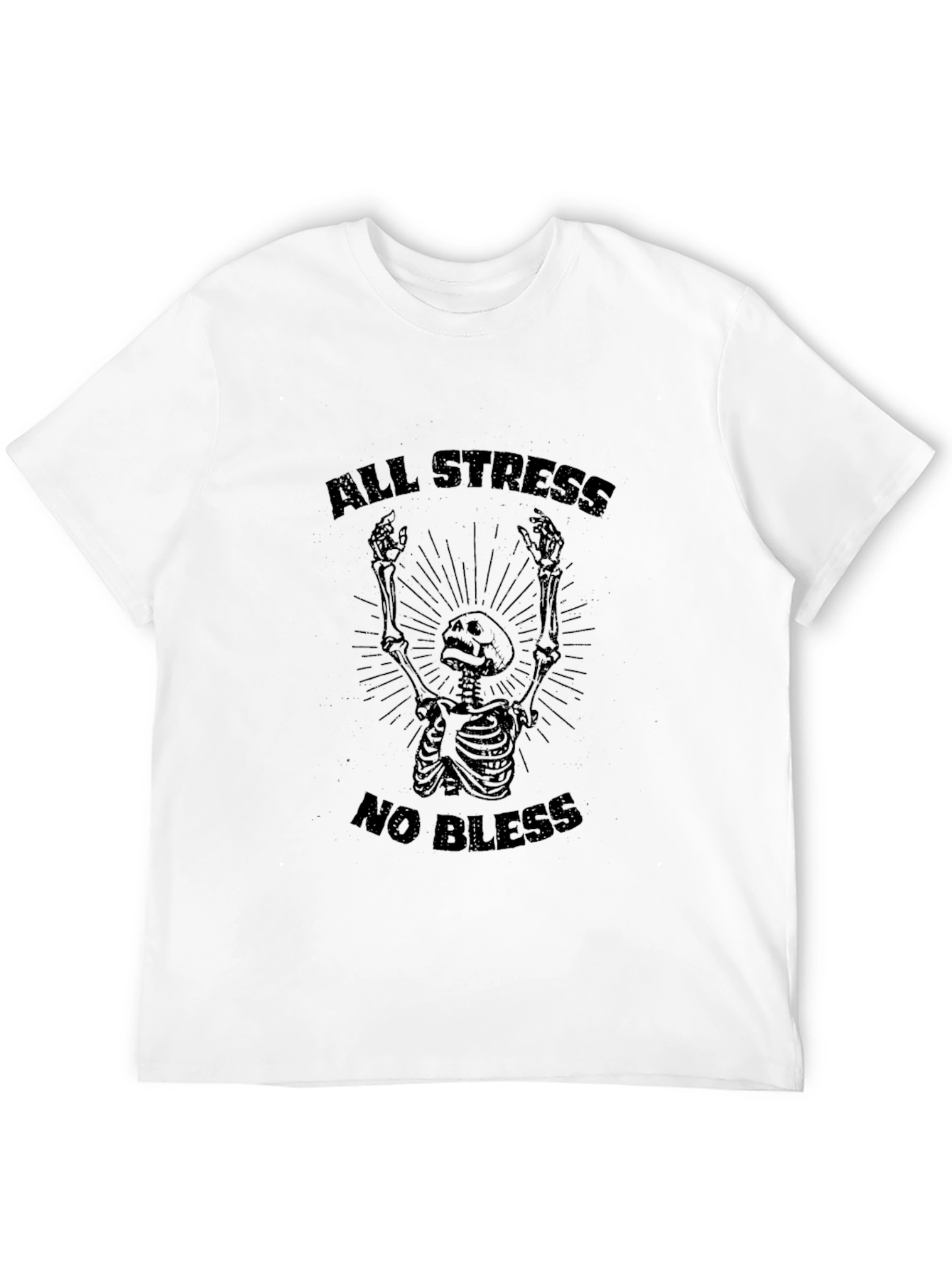 All Stress No Bless Skeleton Graphic Tee - 12