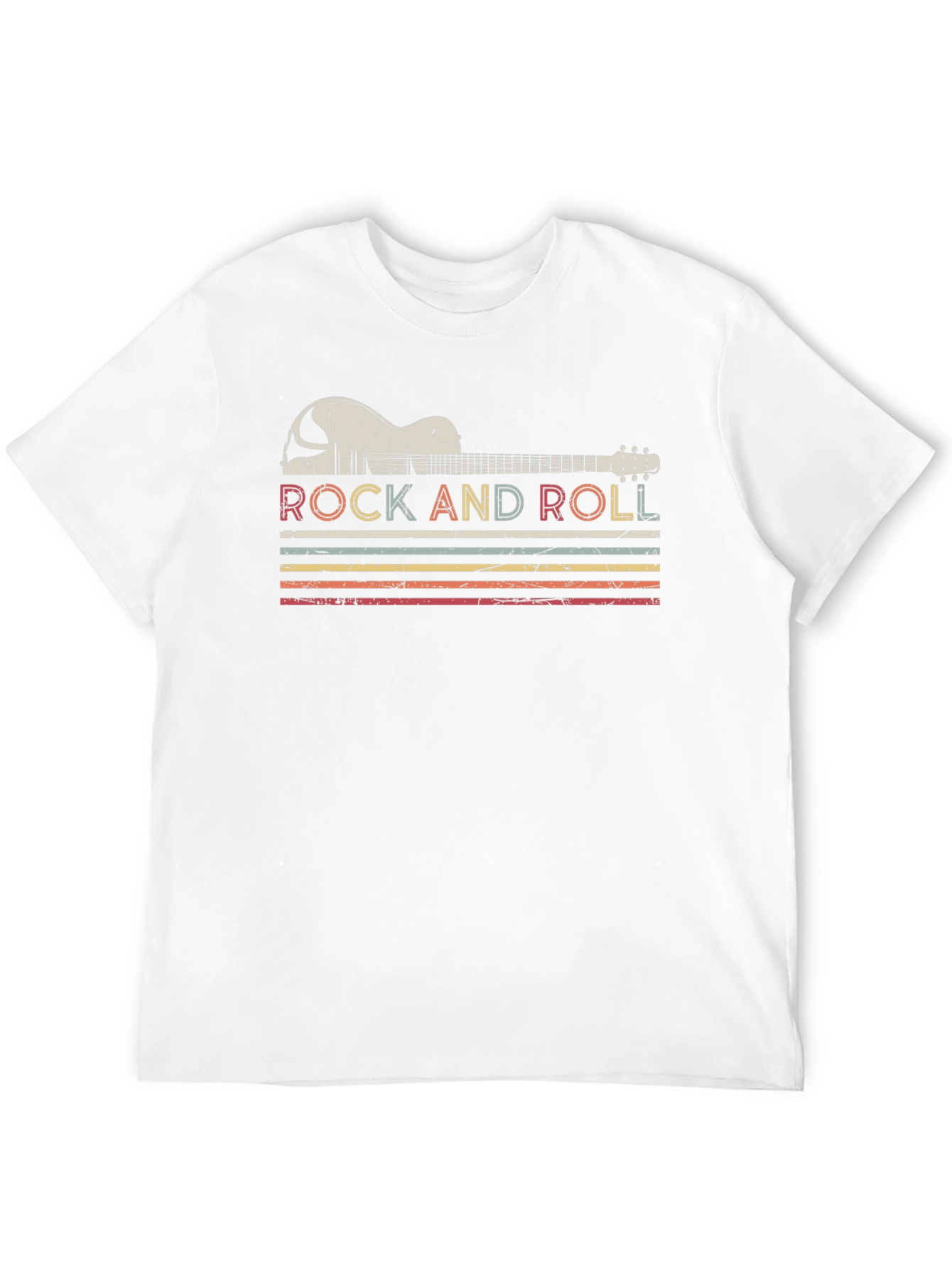 Black Retro Rock and Roll Guitar T-Shirt view 12