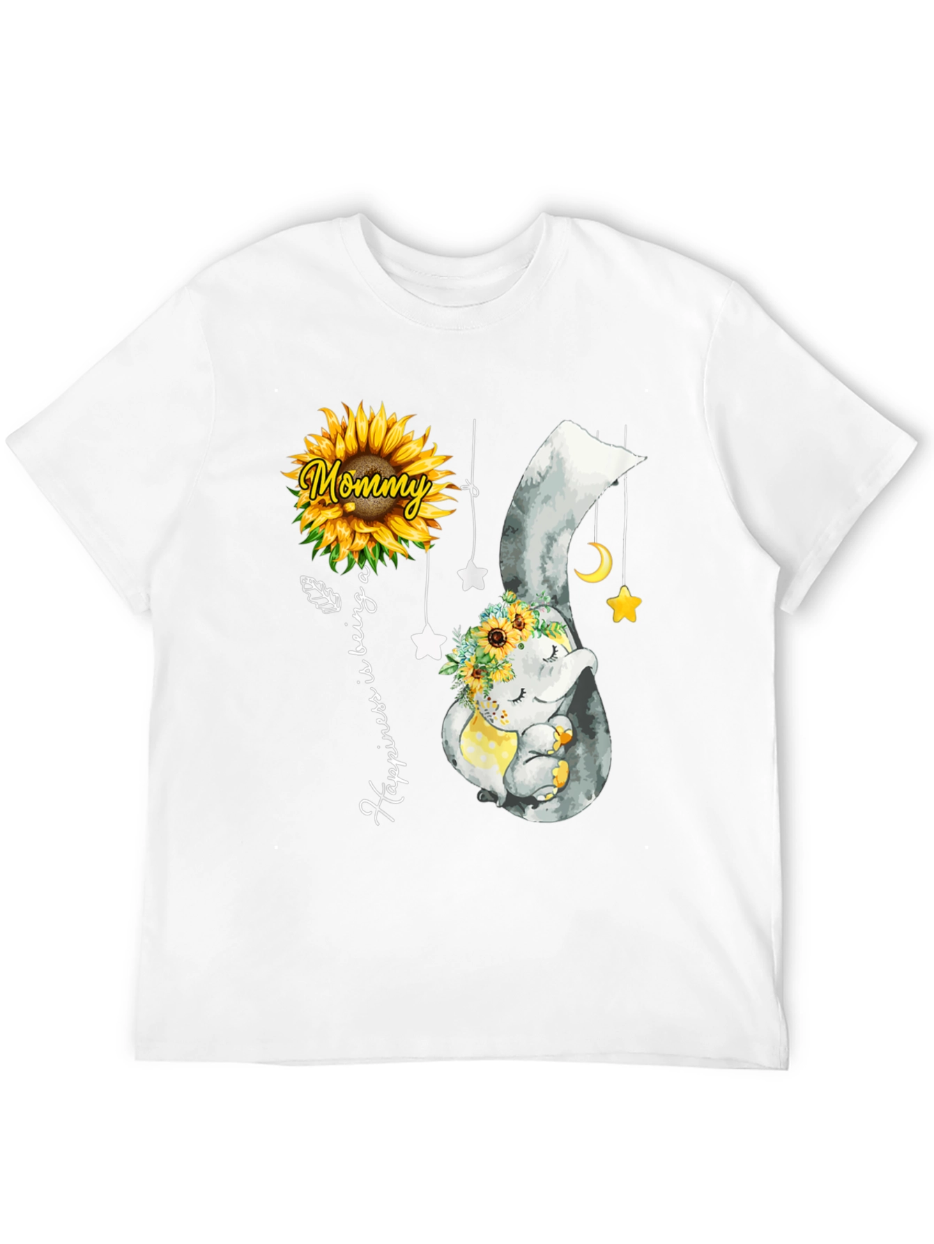 Black Mommy & Baby Elephant Sunflower T-Shirt view 12