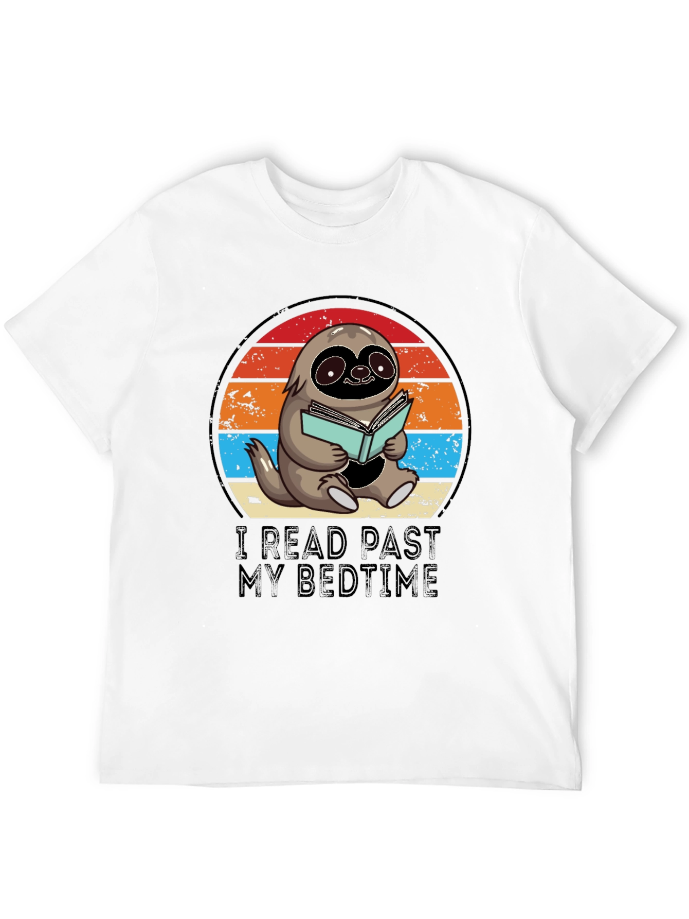 Black Funny Sloth Reading T-Shirt view 12