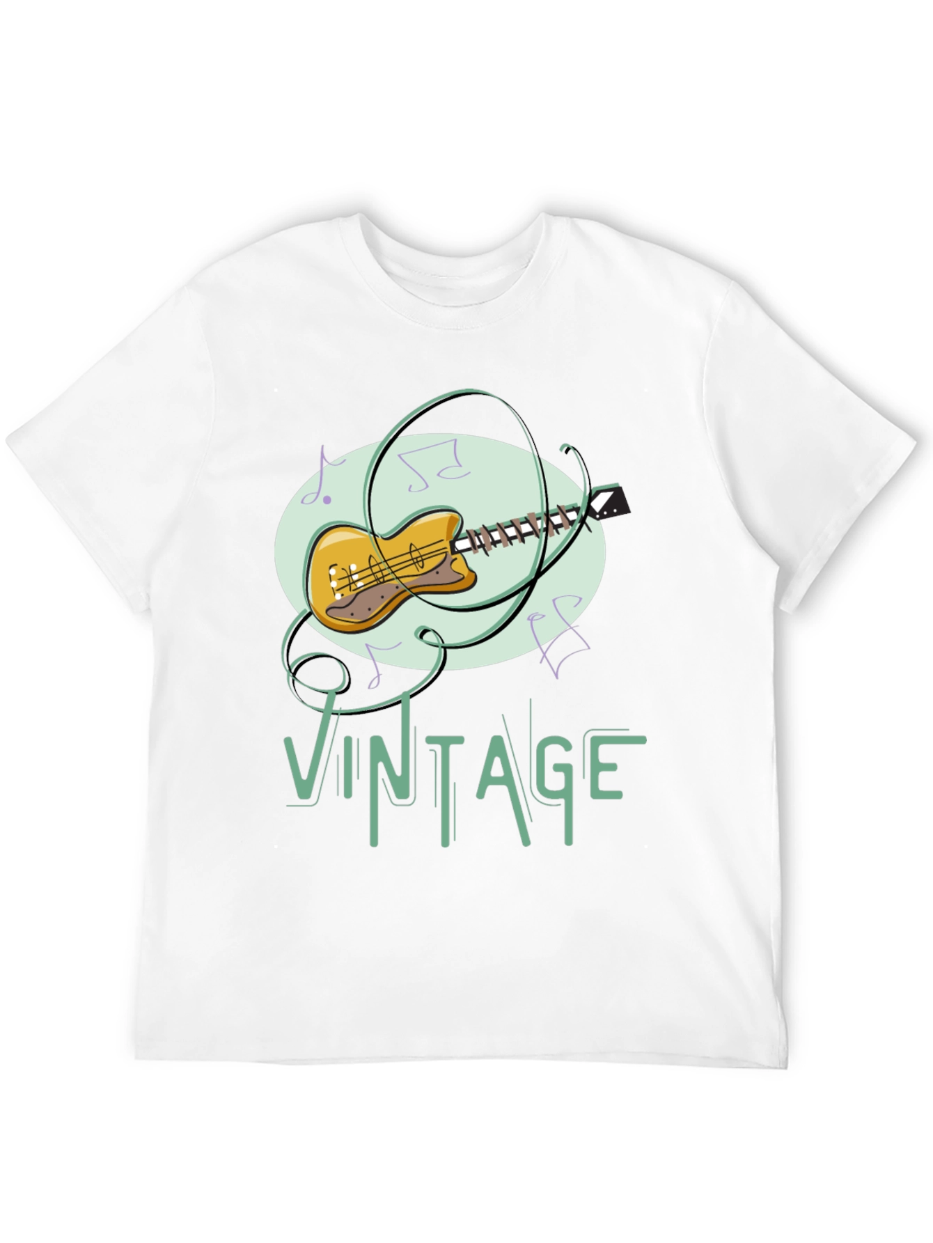 Black Vintage Guitar Music T-Shirt view 12