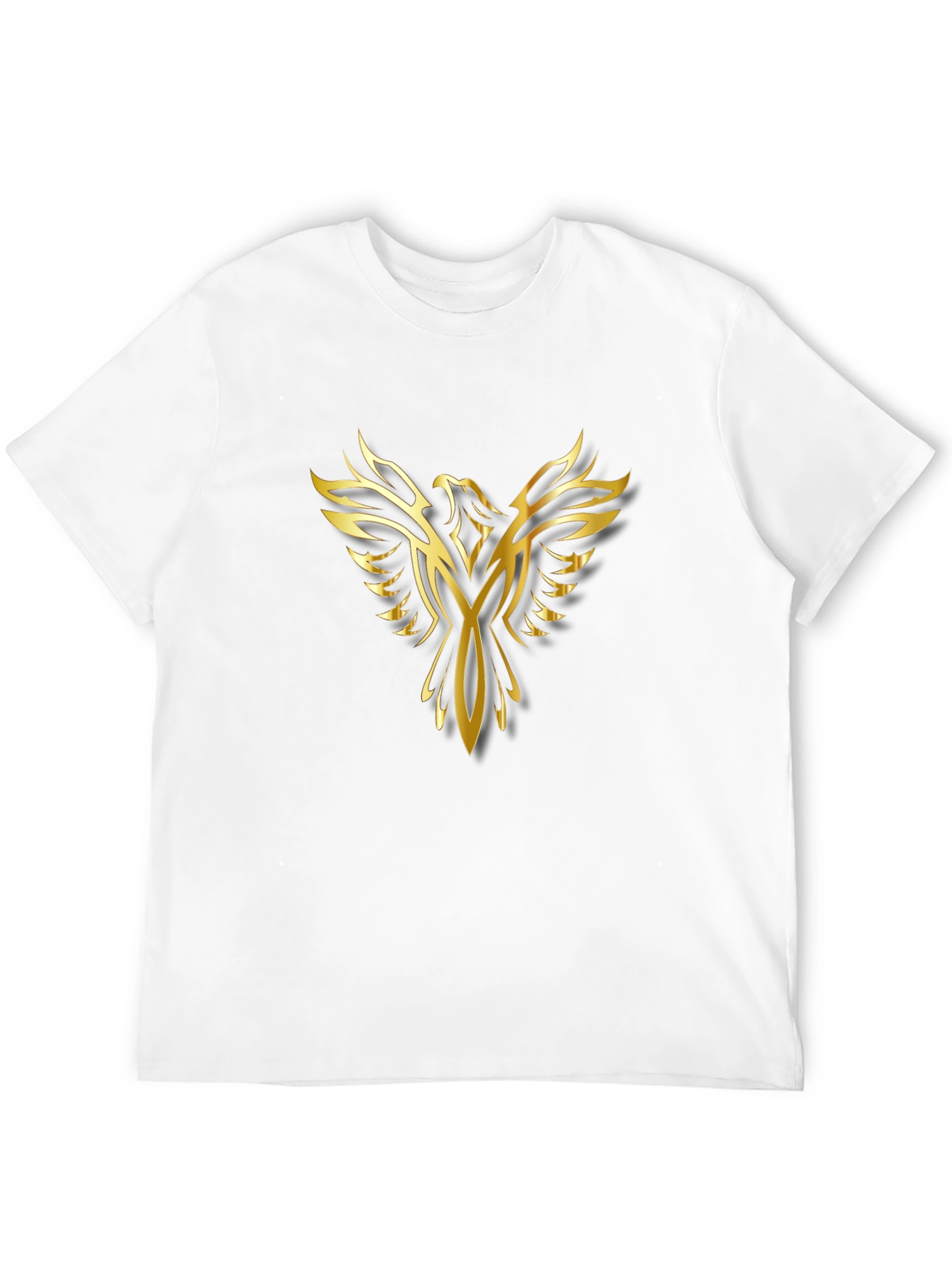 Black Golden Phoenix Graphic Print Black T-Shirt view 12