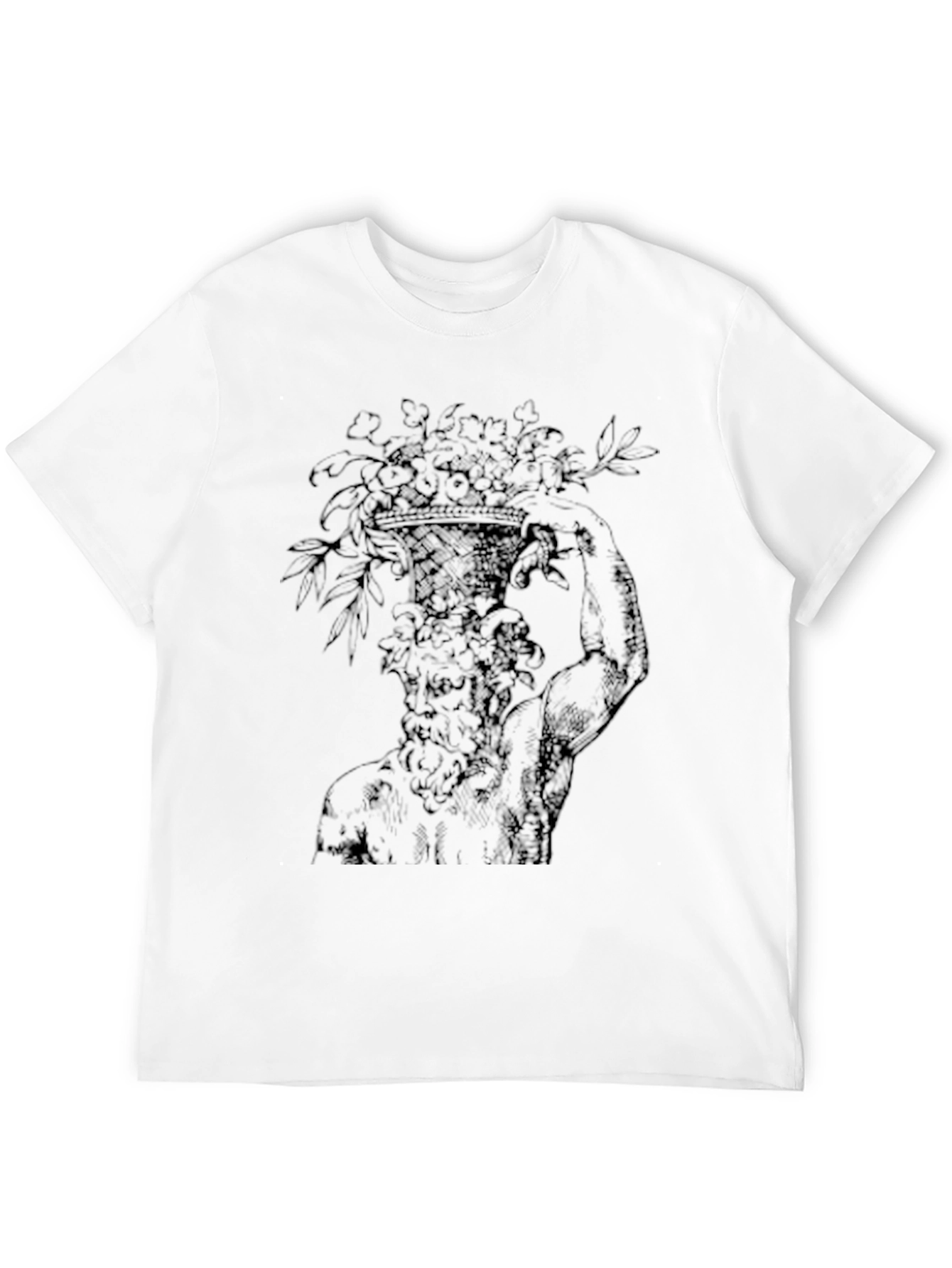 Black Floral Greek Statue Graphic Tee - Black view 12