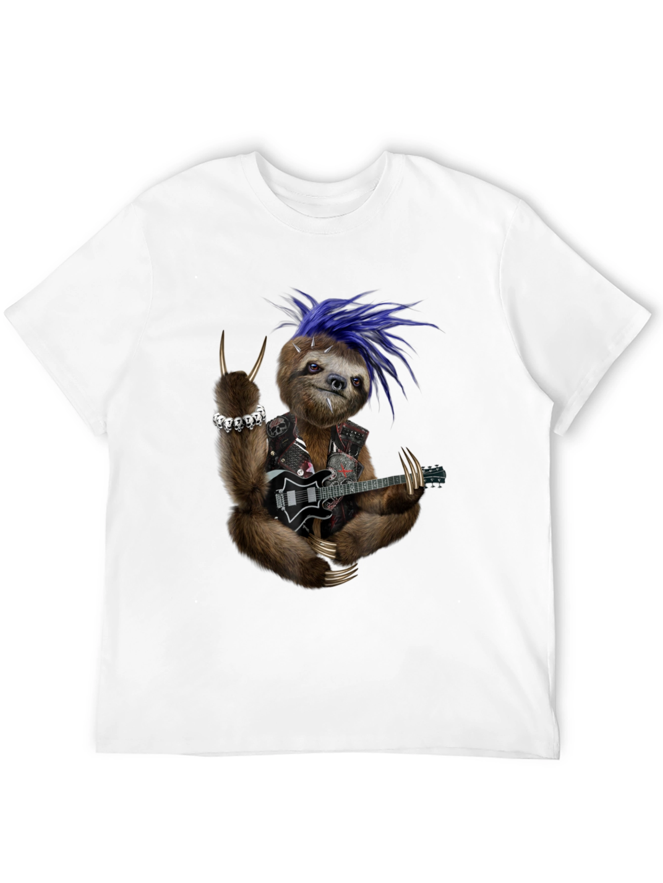 Black Rocking Sloth T-Shirt - Heavy Metal Animal Tee view 12