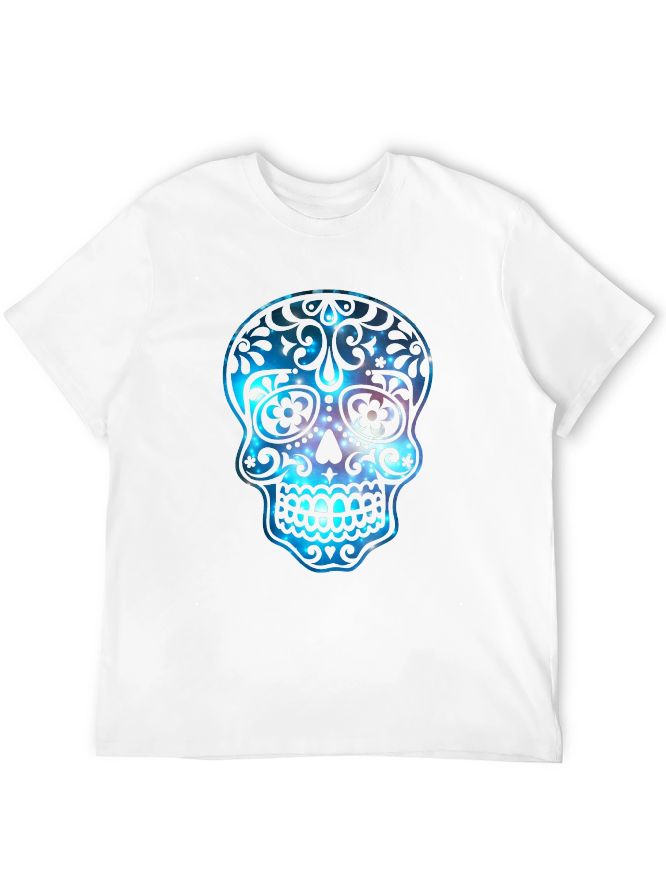 Black Sugar Skull Galaxy Graphic T-Shirt view 12