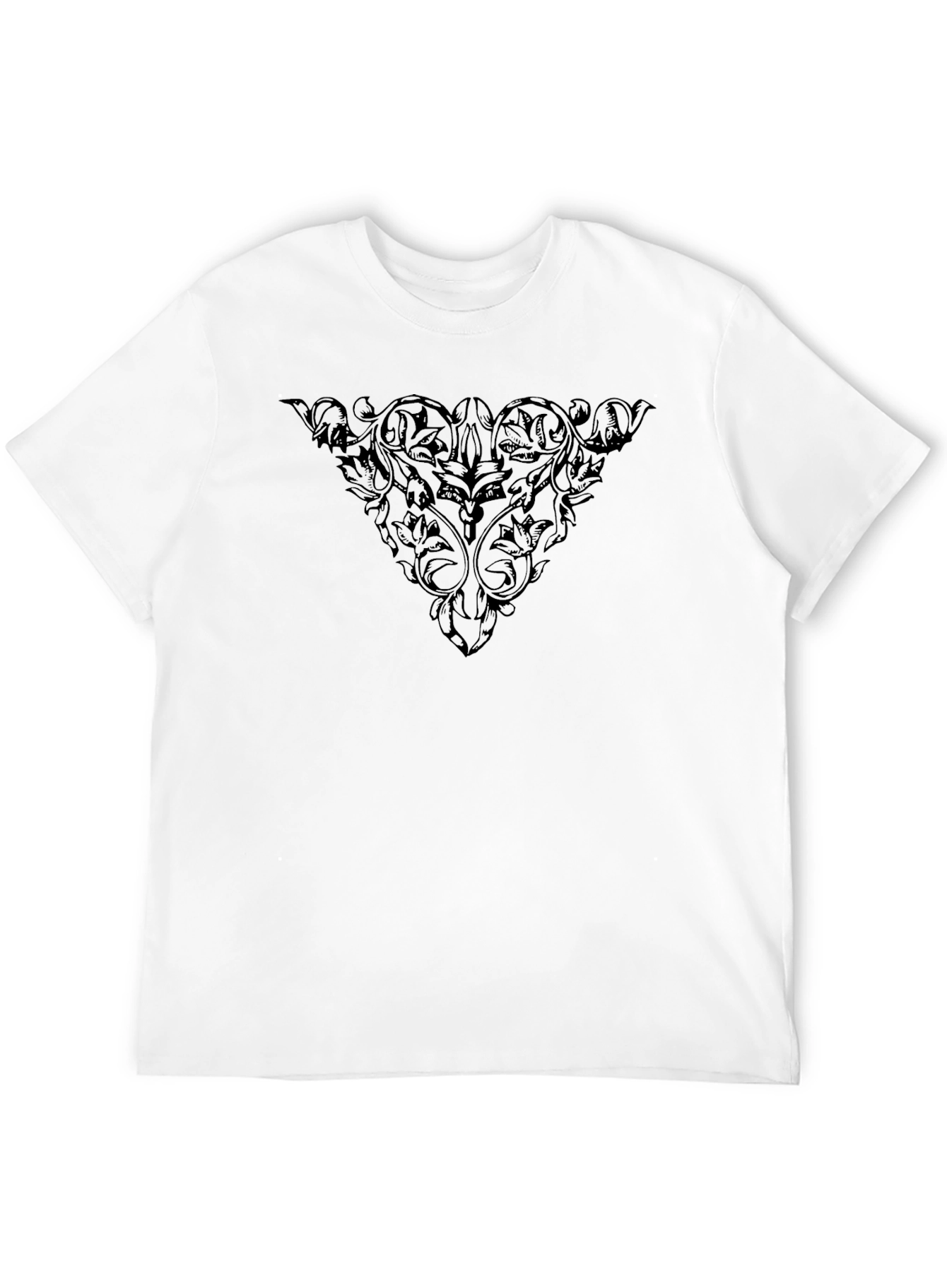 Men's Black Floral Scrollwork Graphic T-Shirt - 12