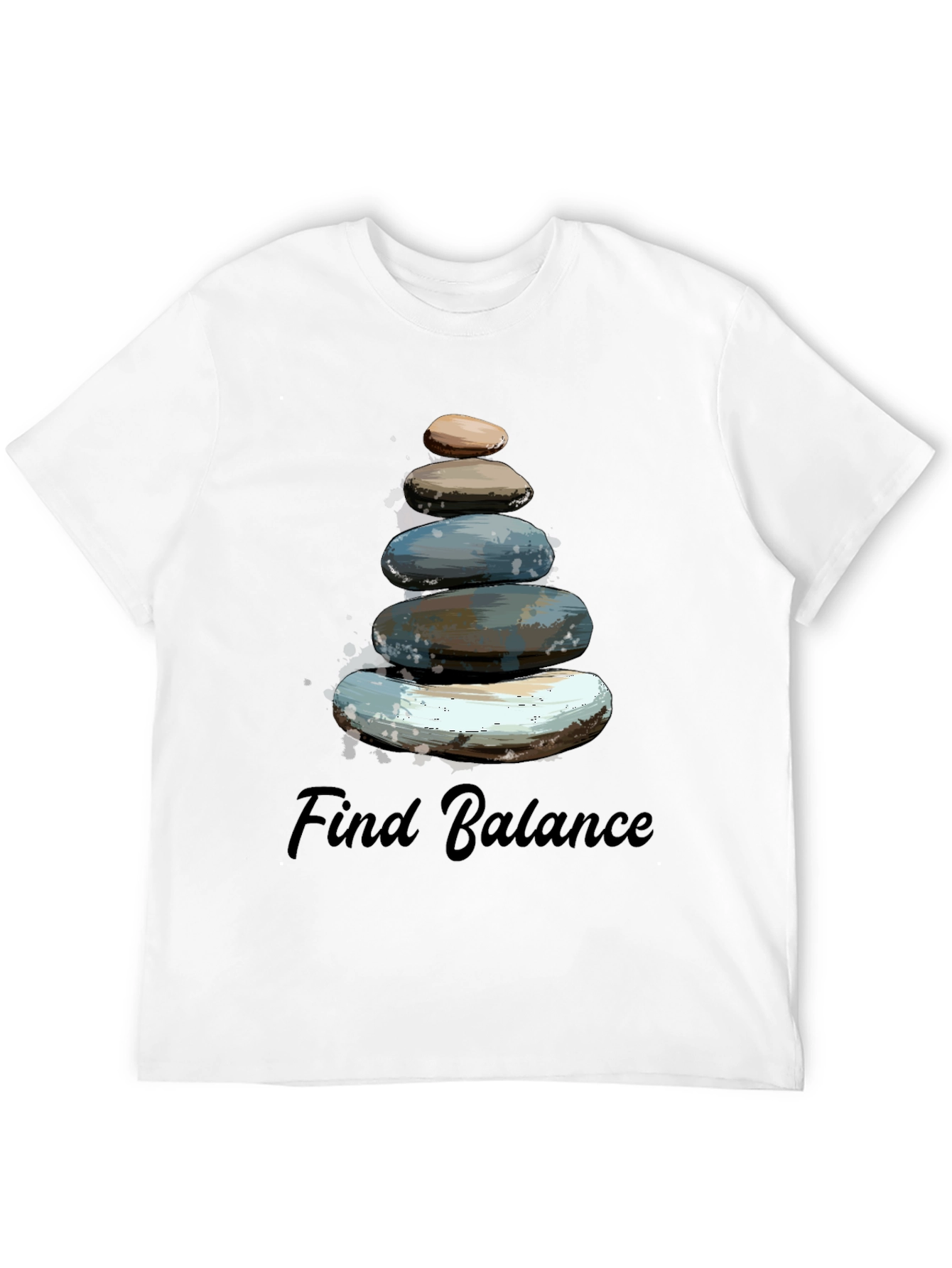 Black Find Balance Stone Stack Men's T-Shirt view 12