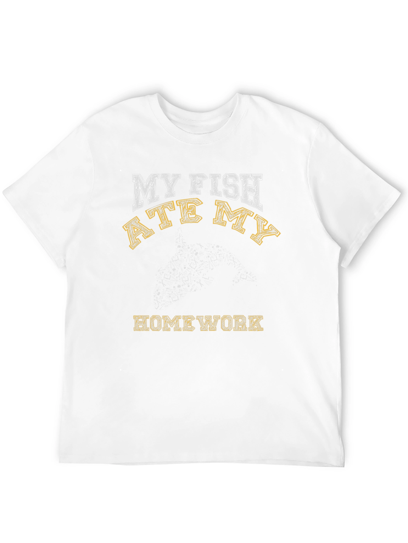 Black Funny "My Fish Ate My Homework" Graphic Tee view 12