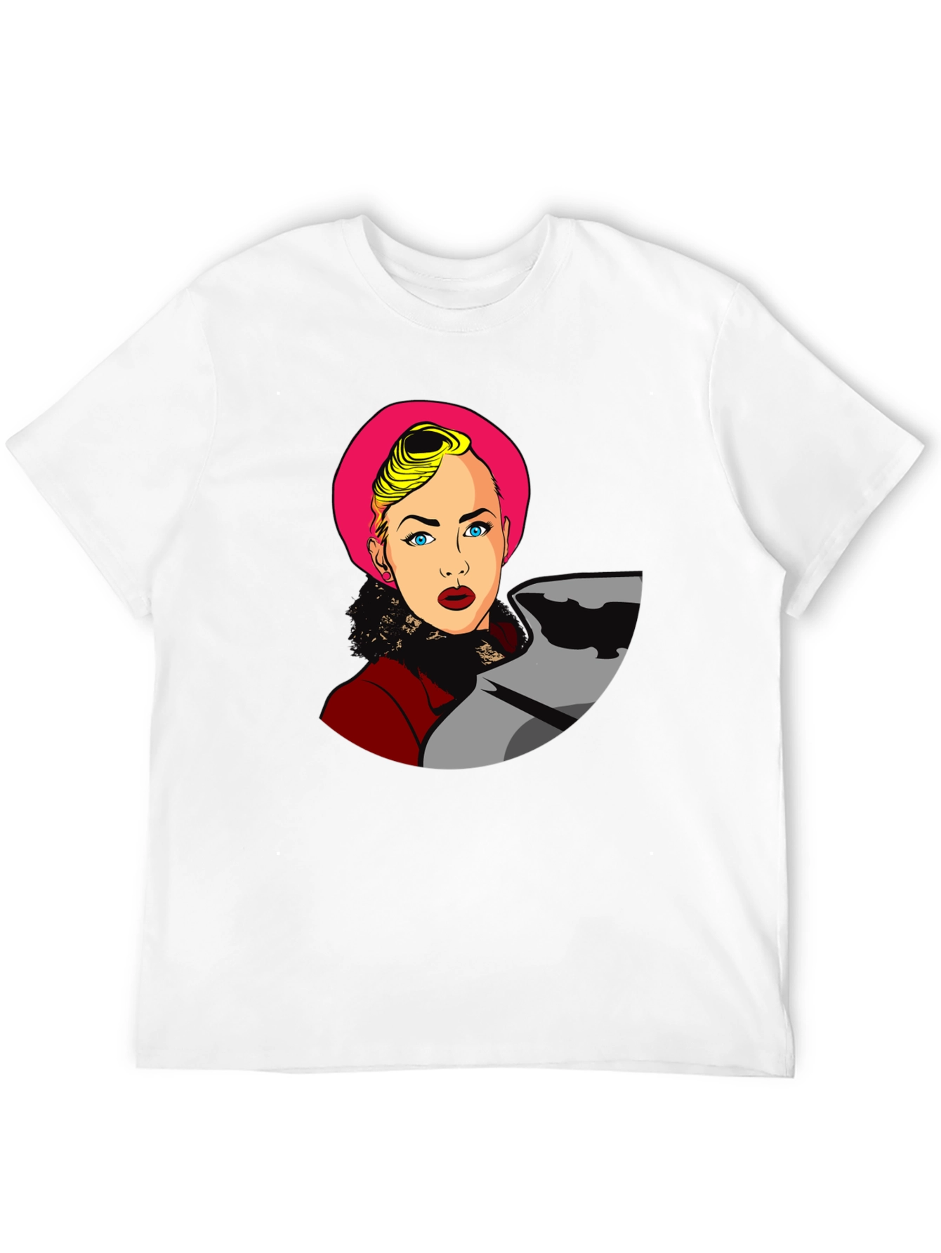 Black Pop Art Woman Graphic Black T-Shirt view 12
