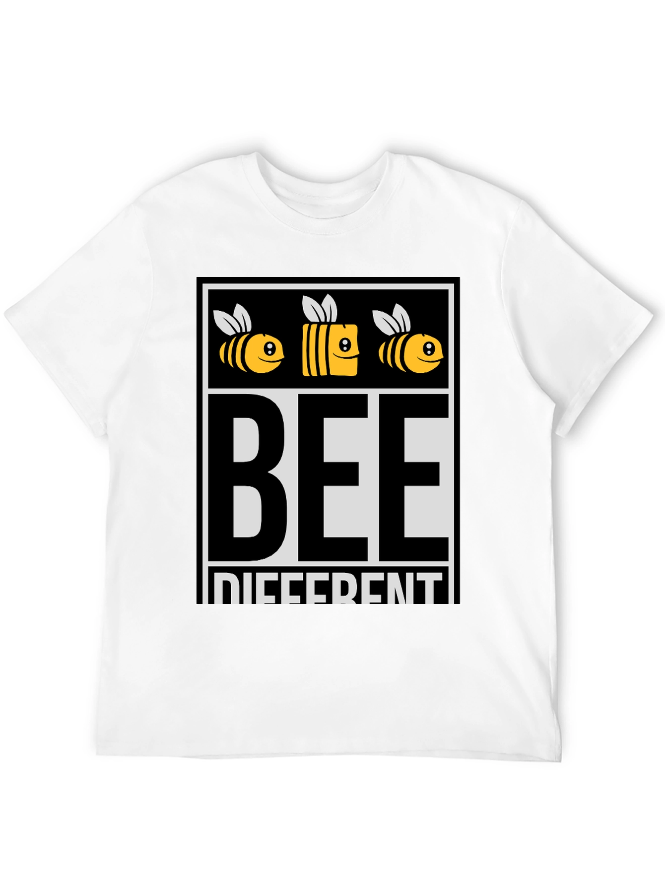 Black Bee Different Graphic Tee - Black Cotton T-Shirt view 12