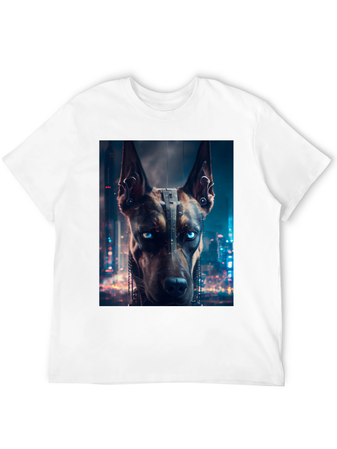 Black Cyberpunk Doberman T-Shirt - Urban Style view 12