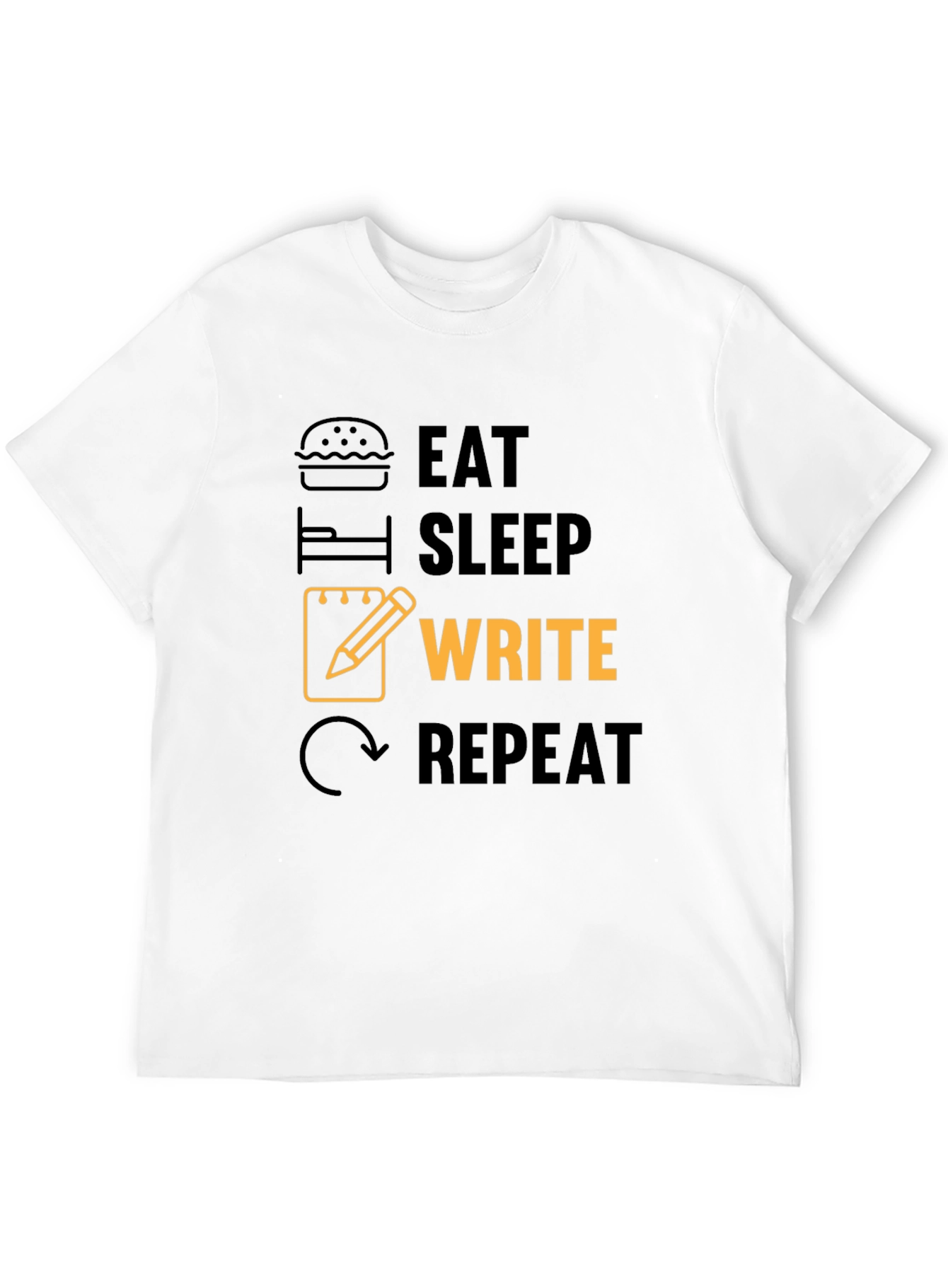 Black Eat Sleep Write Repeat Novelty T-Shirt view 12