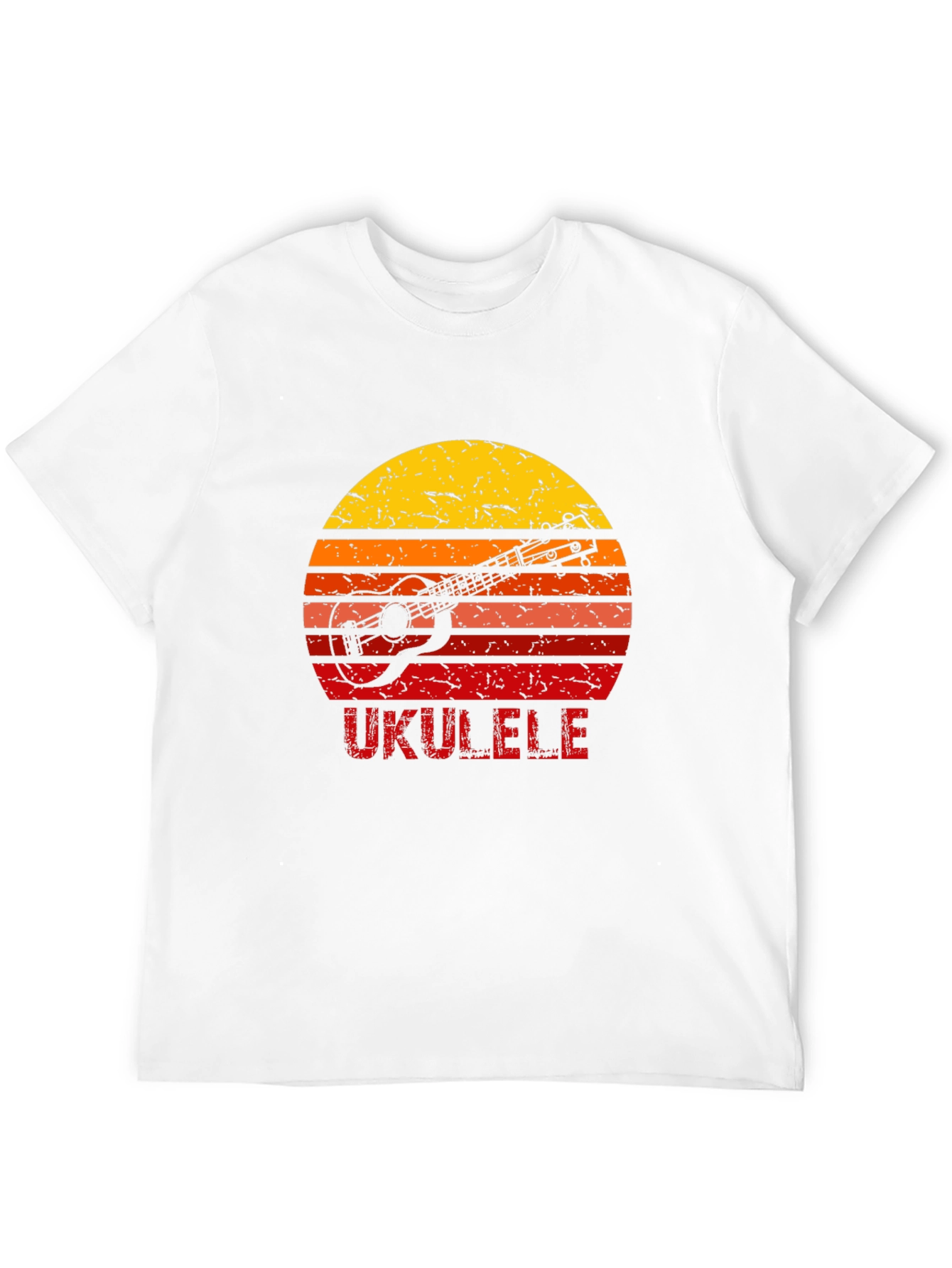Black Vintage Ukulele Sunset Graphic T-Shirt view 12