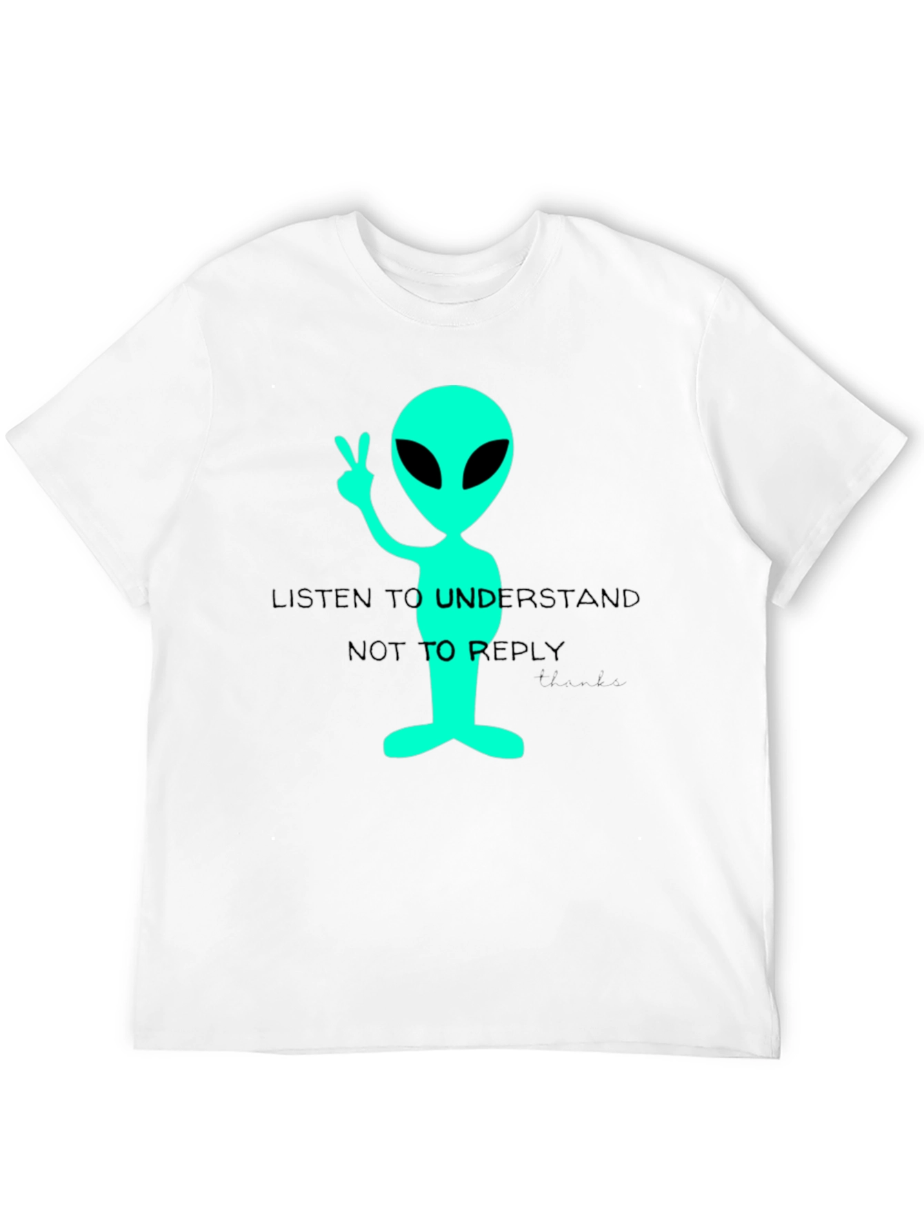 Black Alien Peace T-Shirt - Listen to Understand Tee view 12