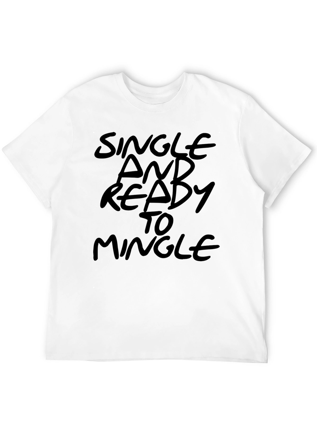 Black Single and Ready to Mingle Men's Black T-Shirt view 12