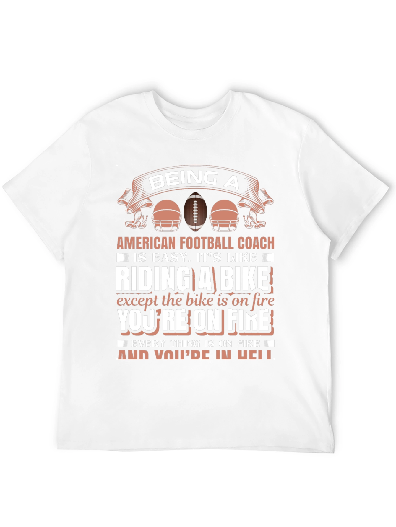 Black Football Coach T-Shirt: Riding a Bike on Fire view 12