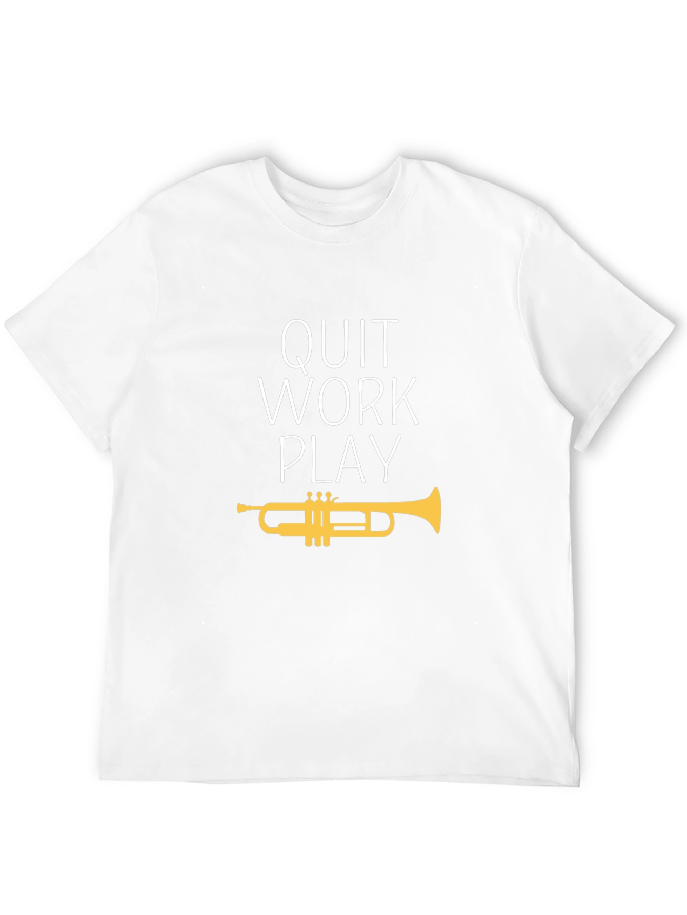 Black Quit Work Play Trumpet T-Shirt - Black Cotton Tee view 12