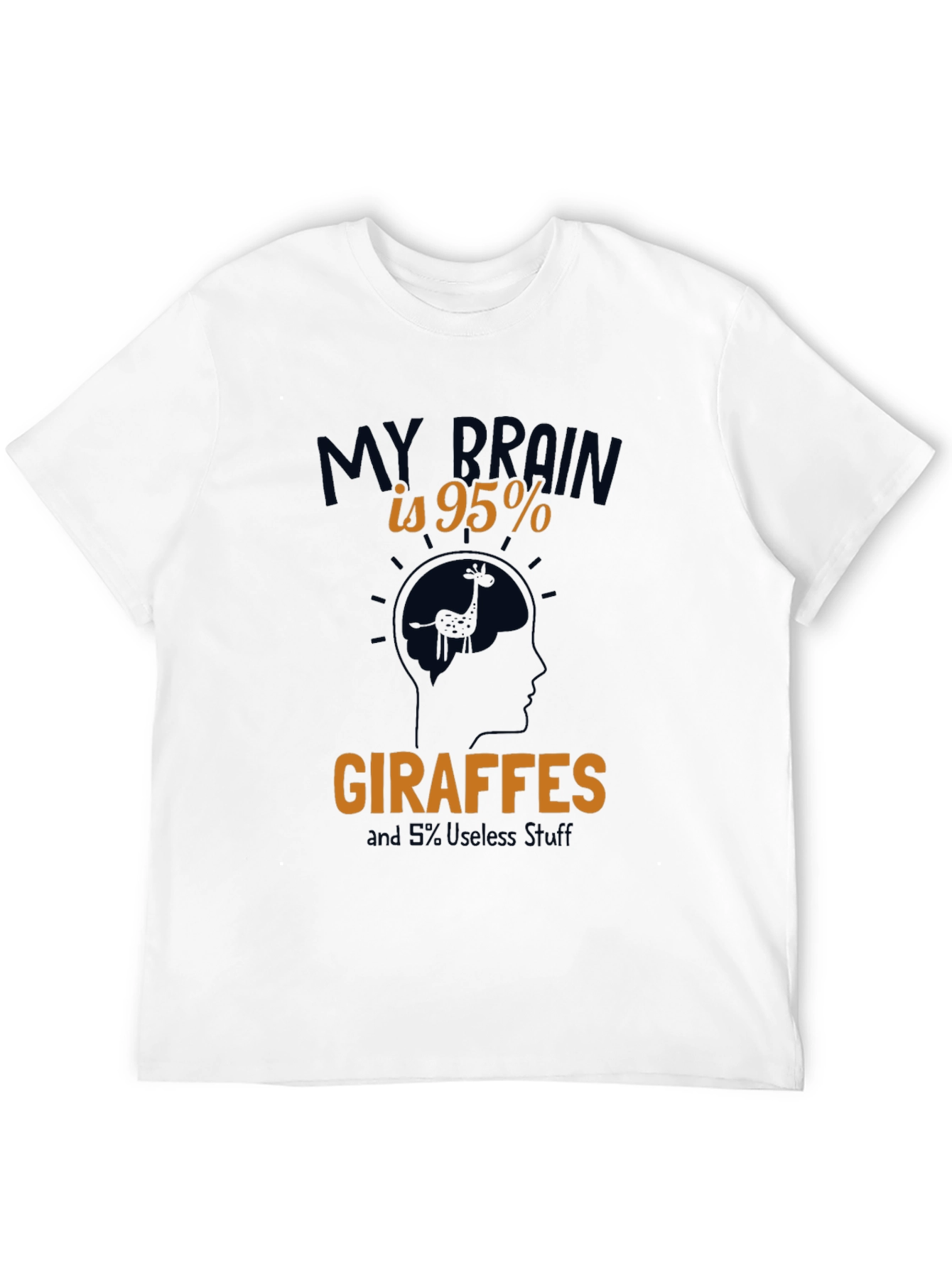 Black Giraffe Brain Funny Graphic T-Shirt view 12
