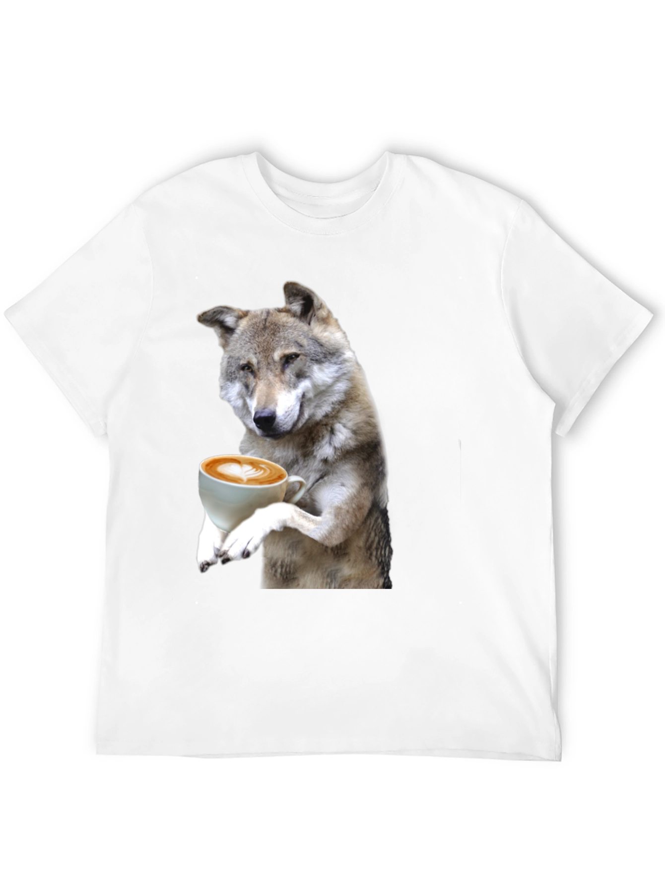 Black Wolf Drinking Coffee Graphic Tee view 12