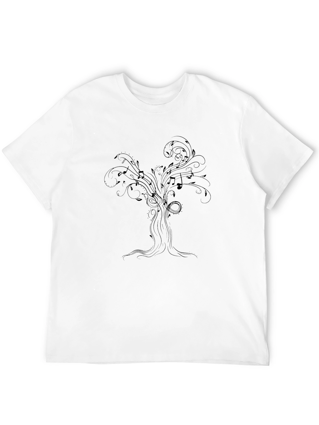 Black Music Notes Tree Graphic Tee - Black Cotton Blend T-Shirt view 12