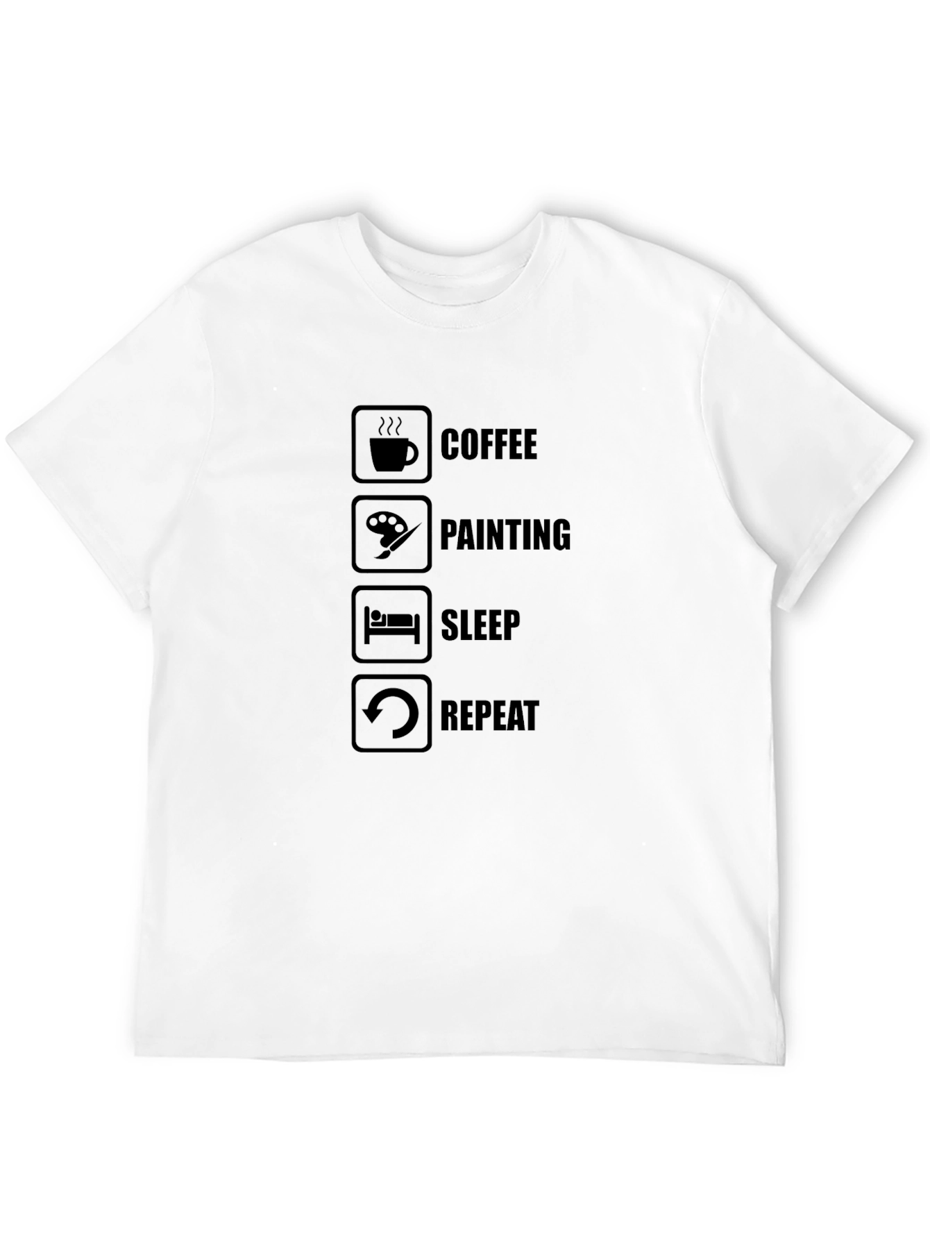 Black Coffee, Painting, Sleep, Repeat Black T-Shirt view 12