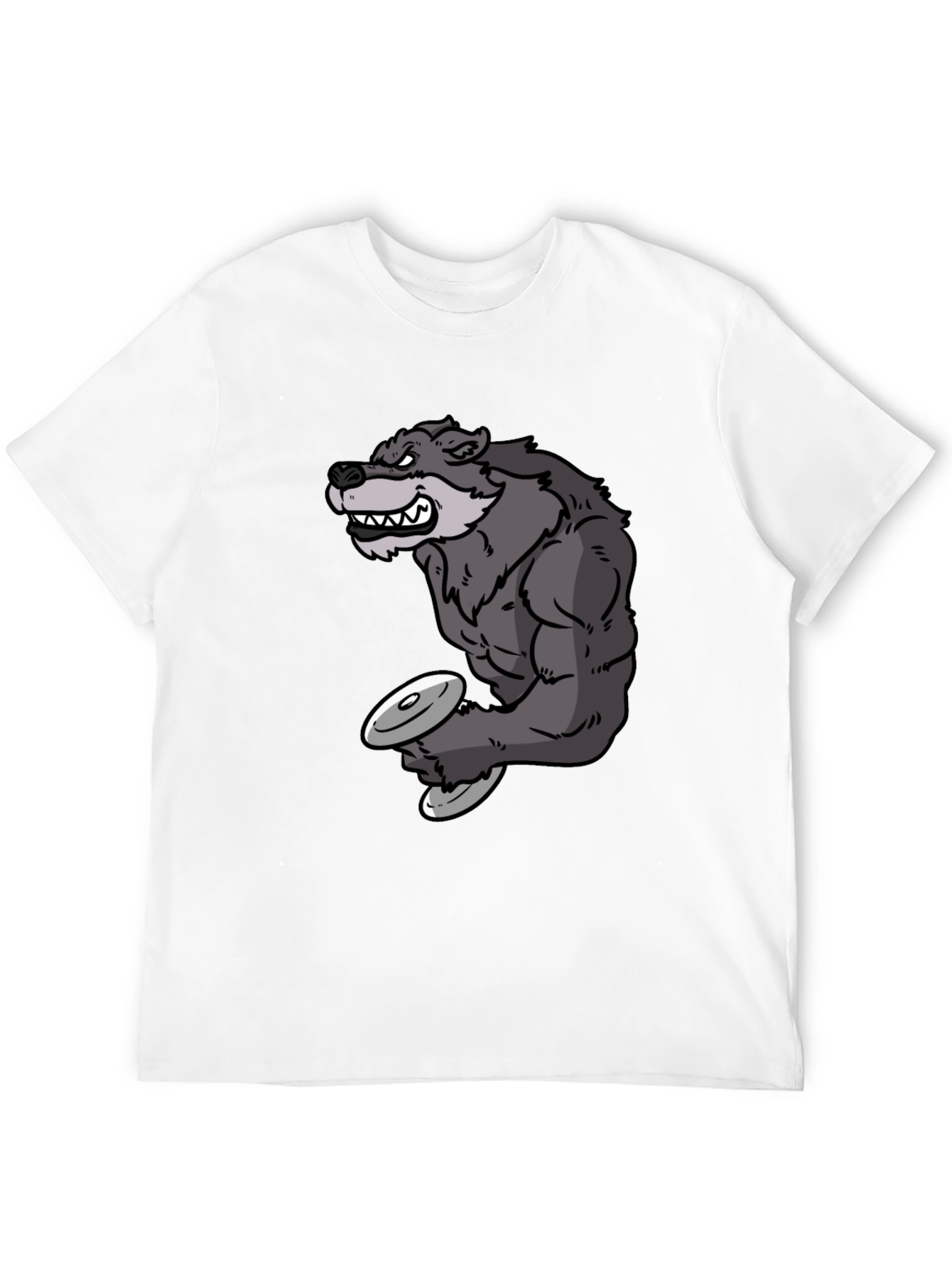 Black Wolf Lifting Weights Graphic Tee - Black view 12