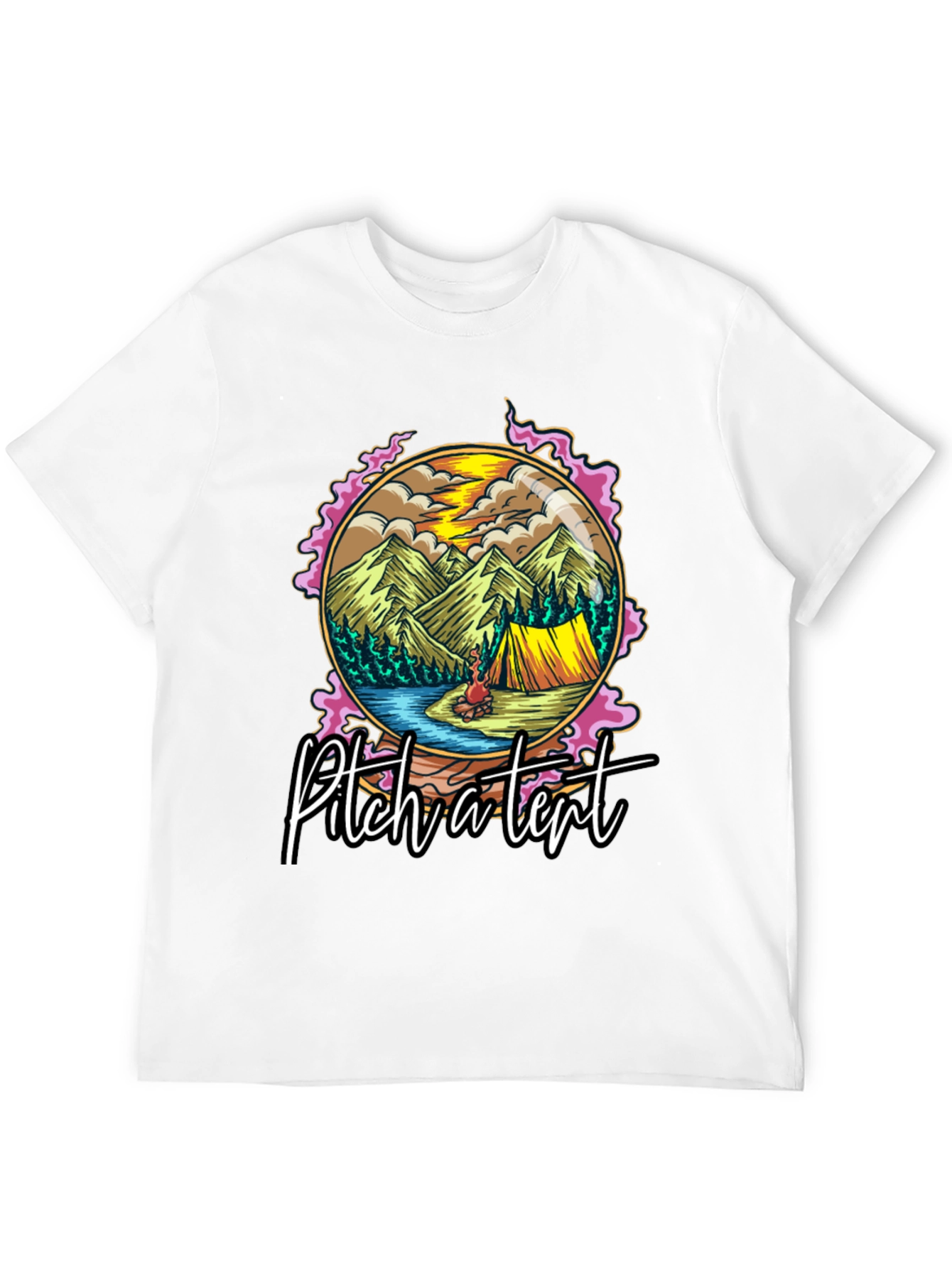 Black Pitch a Tent Graphic Tee - Camping Adventure T-Shirt view 12