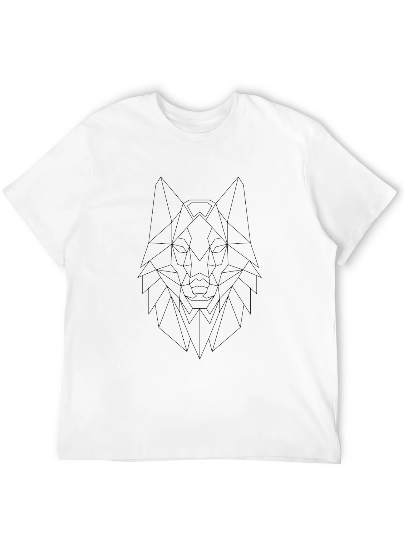 Black Geometric Wolf Head Graphic Tee - Modern Style view 12
