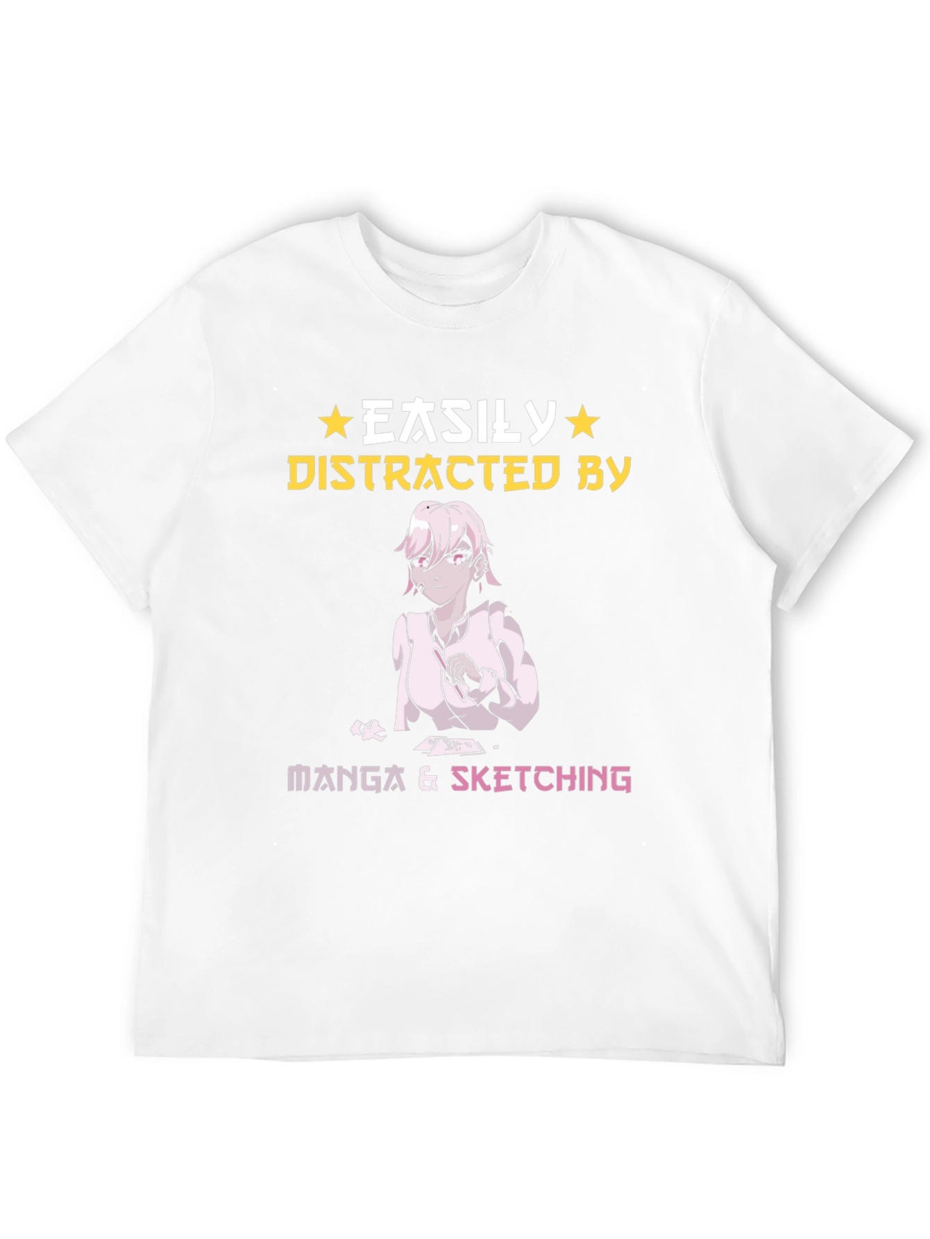 Black Easily Distracted by Manga & Sketching T-Shirt view 12