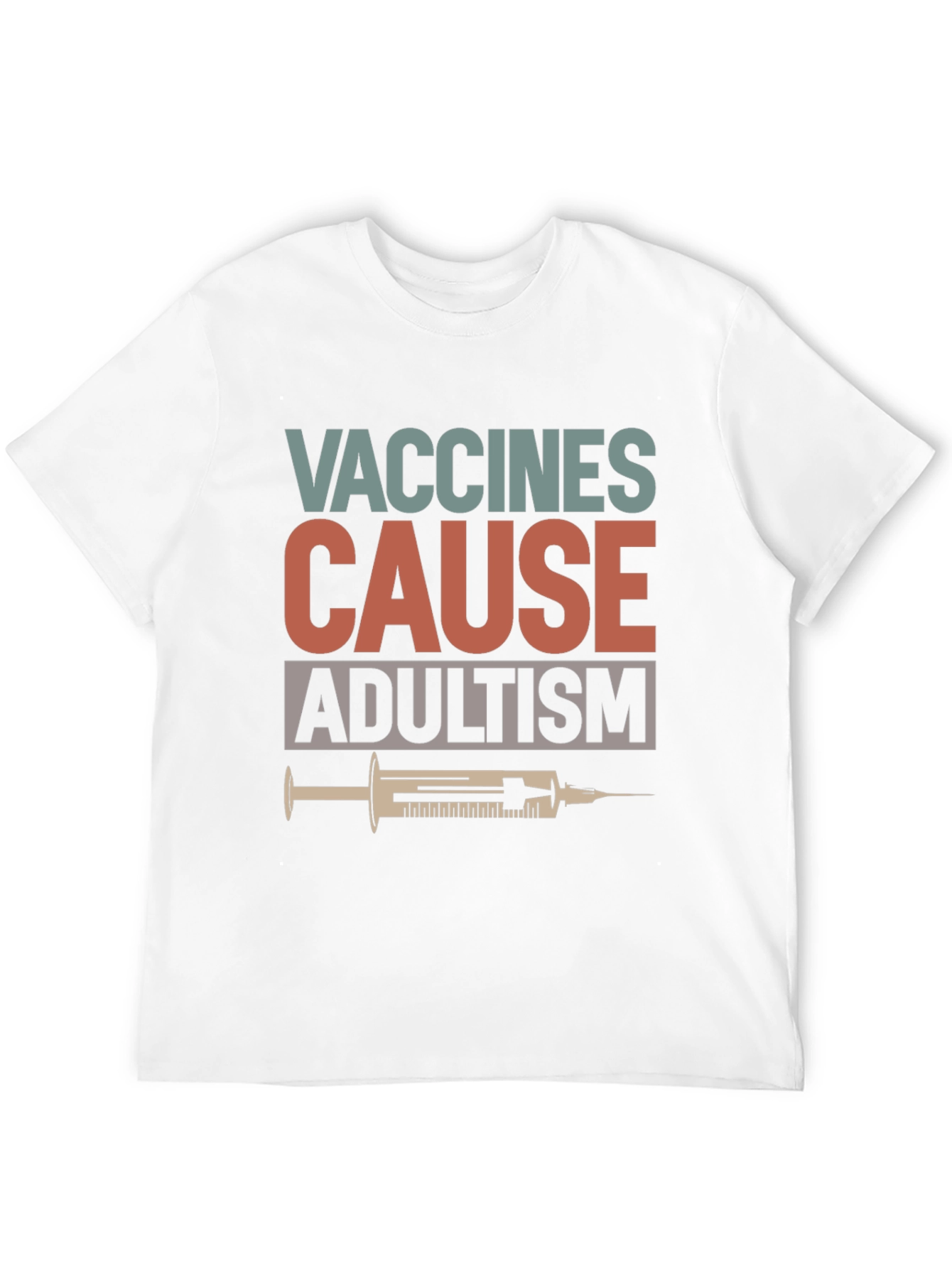 Black Vaccines Cause Adultism Graphic Tee view 12
