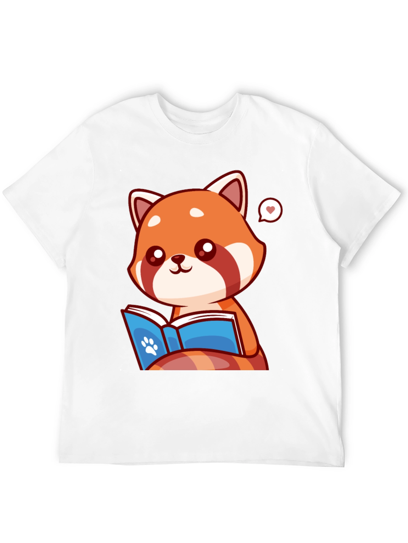 Black Cute Red Panda Reading Book Graphic Tee view 12