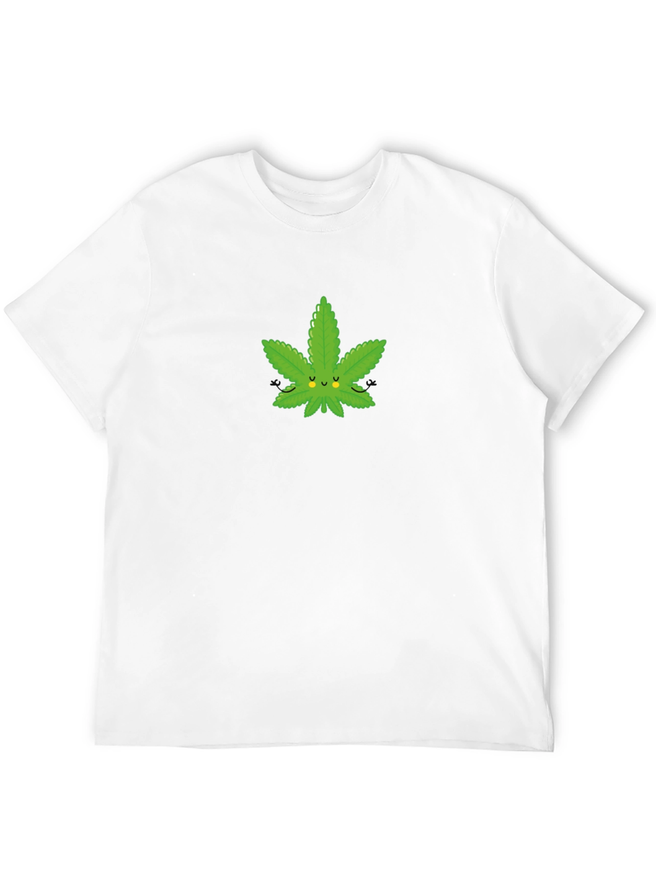 Black Cute Cannabis Leaf Graphic T-Shirt - Black Cotton Blend view 12