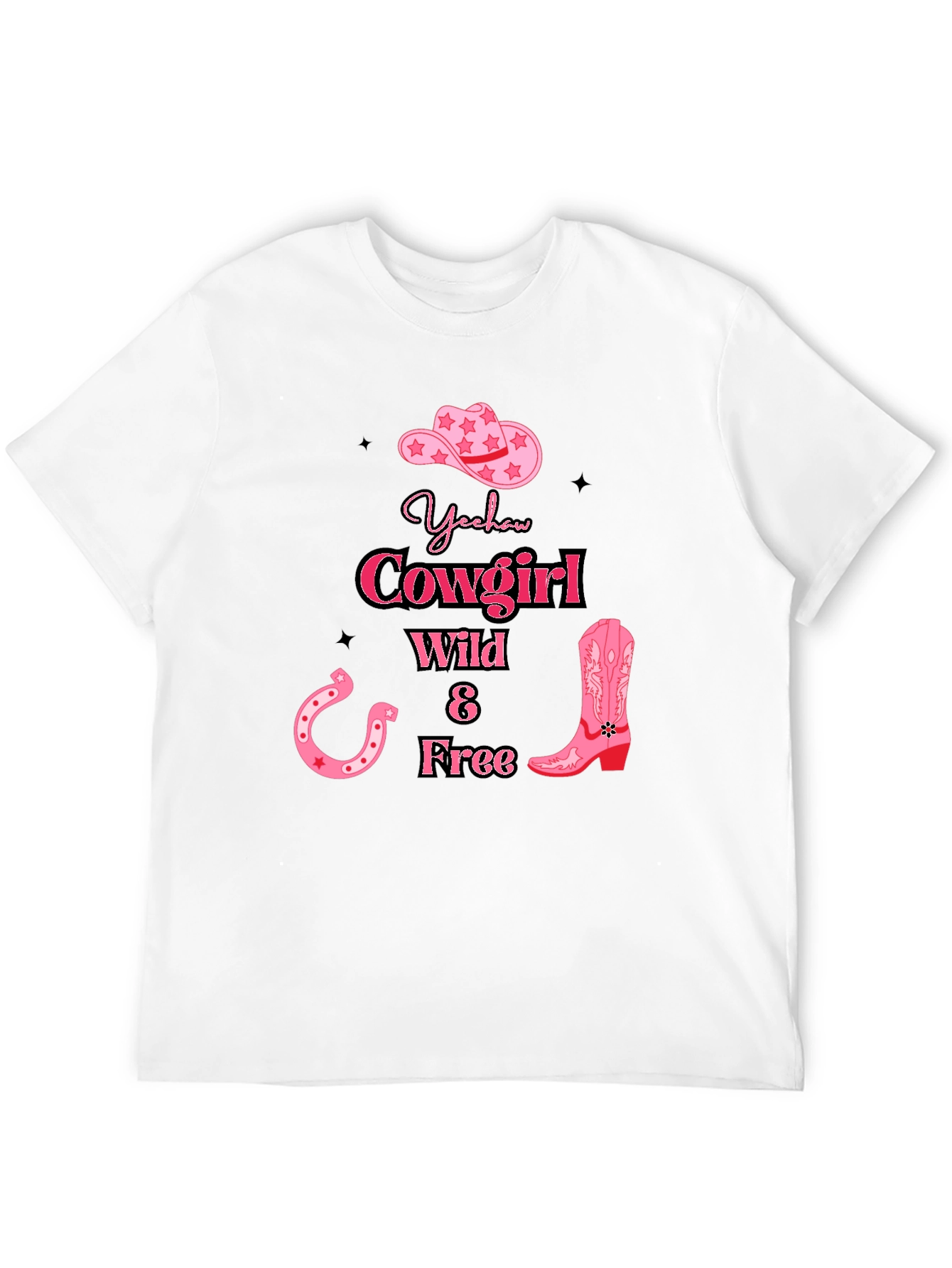 Black Yeehaw Cowgirl Graphic Tee - Wild & Free Design view 12