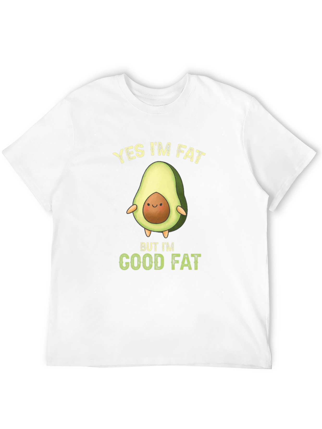 Black Funny Avocado T-Shirt - Yes I'm Fat Good Fat view 12