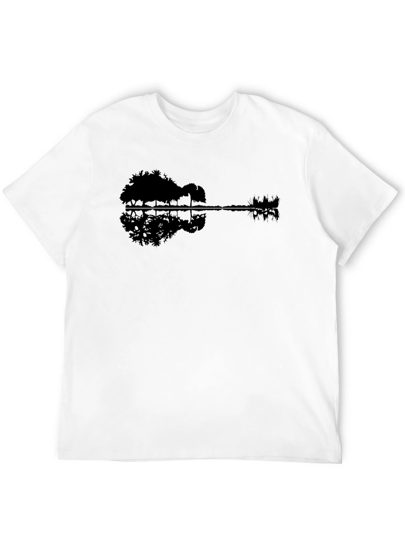 Black Guitar Landscape Black T-Shirt view 12