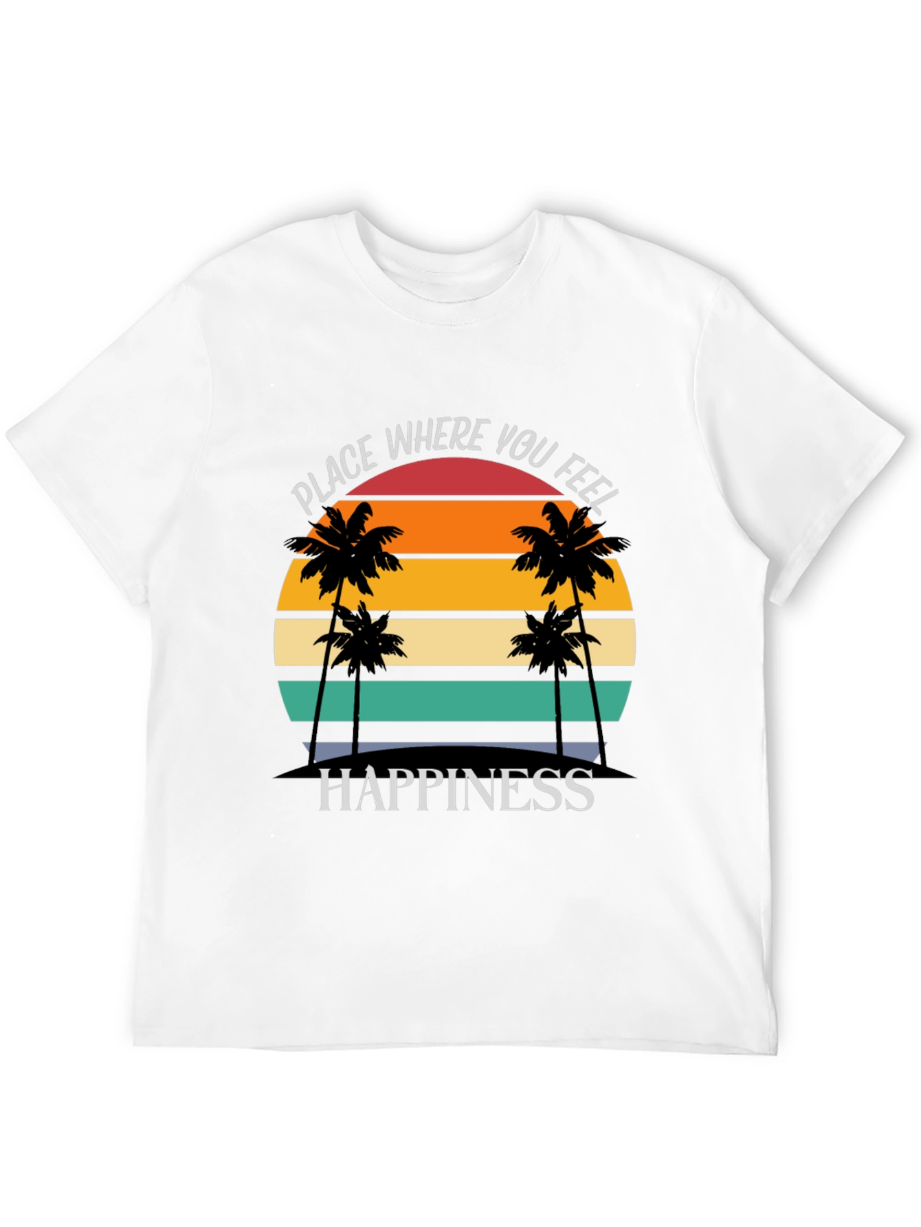 Black Tropical Sunset Happiness Graphic Tee view 12